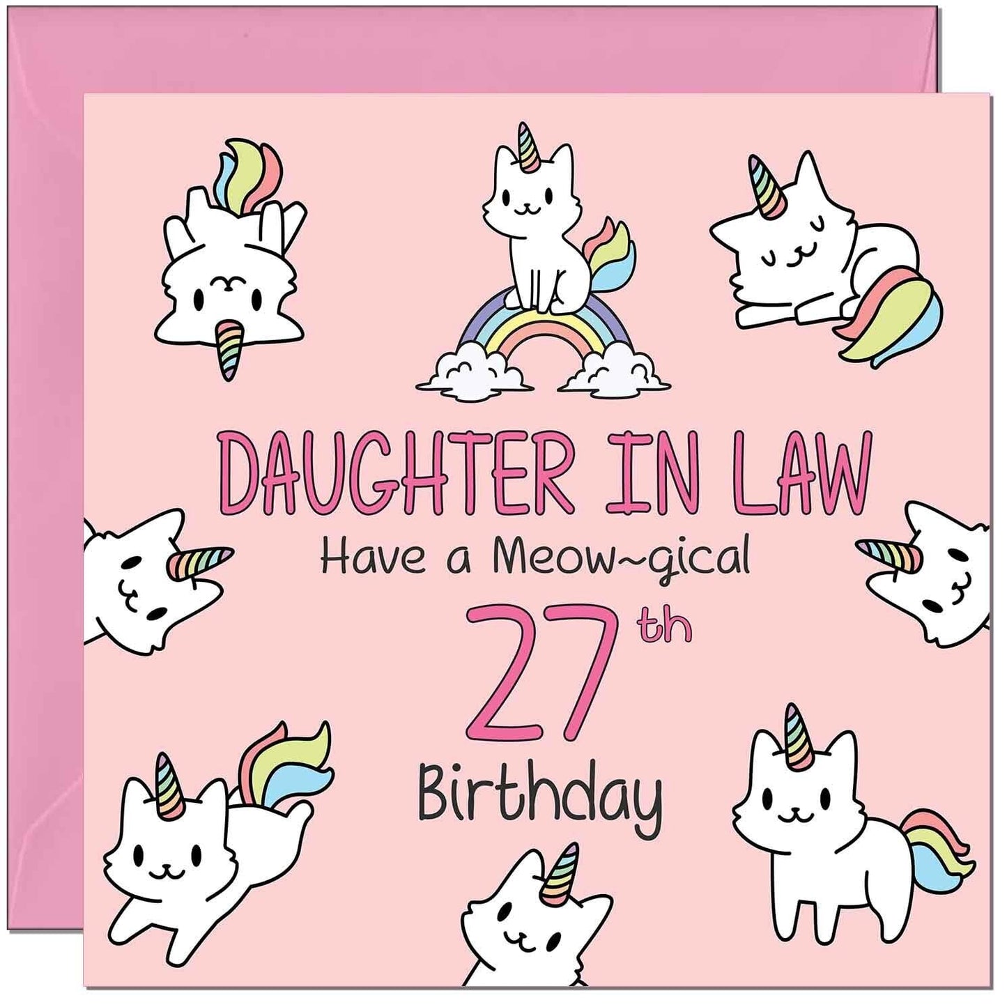 Daughter in Law Birthday Card - Funny Cat Cute Daughter in Laws