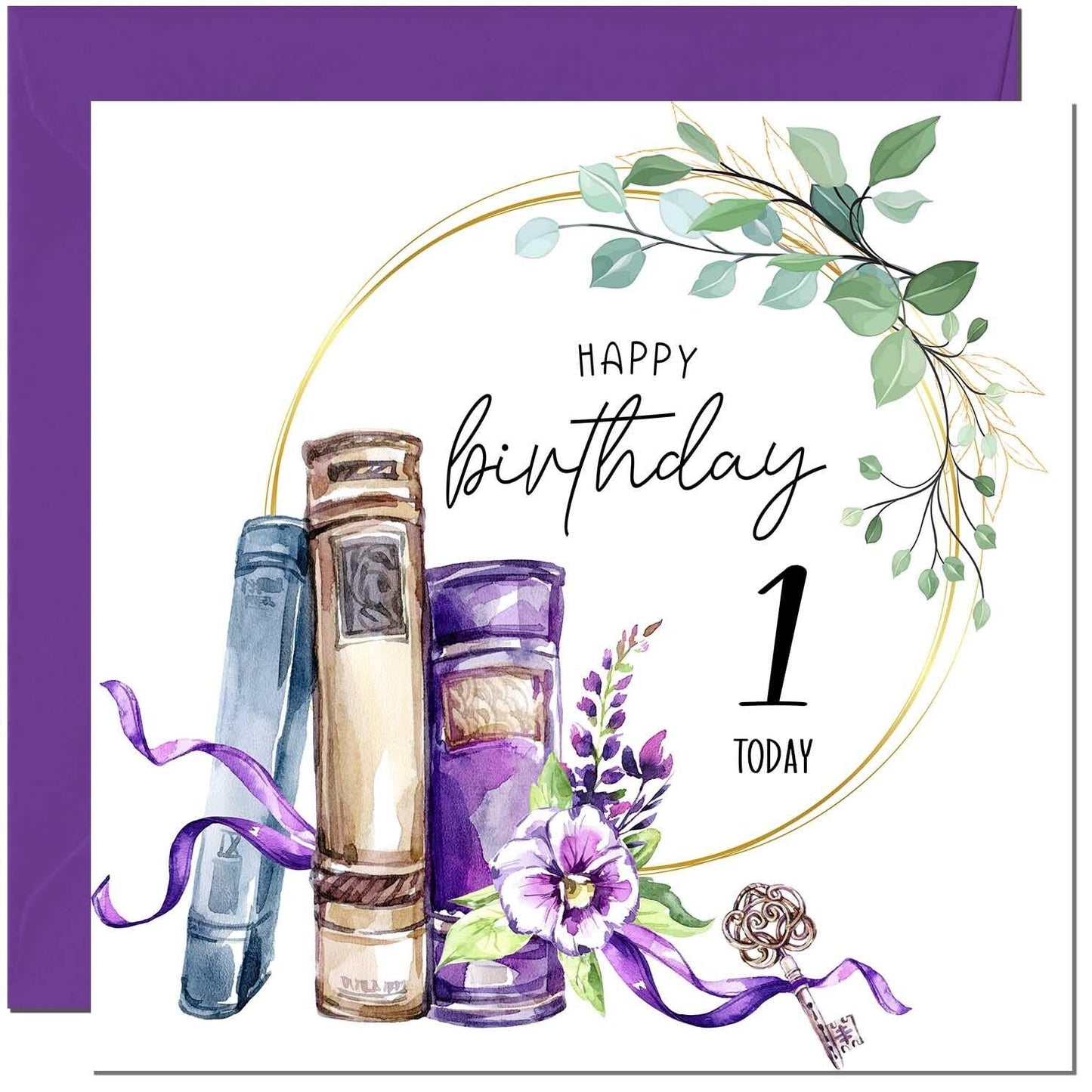 Birthday Card for women Floral Watercolour Book Beautiful