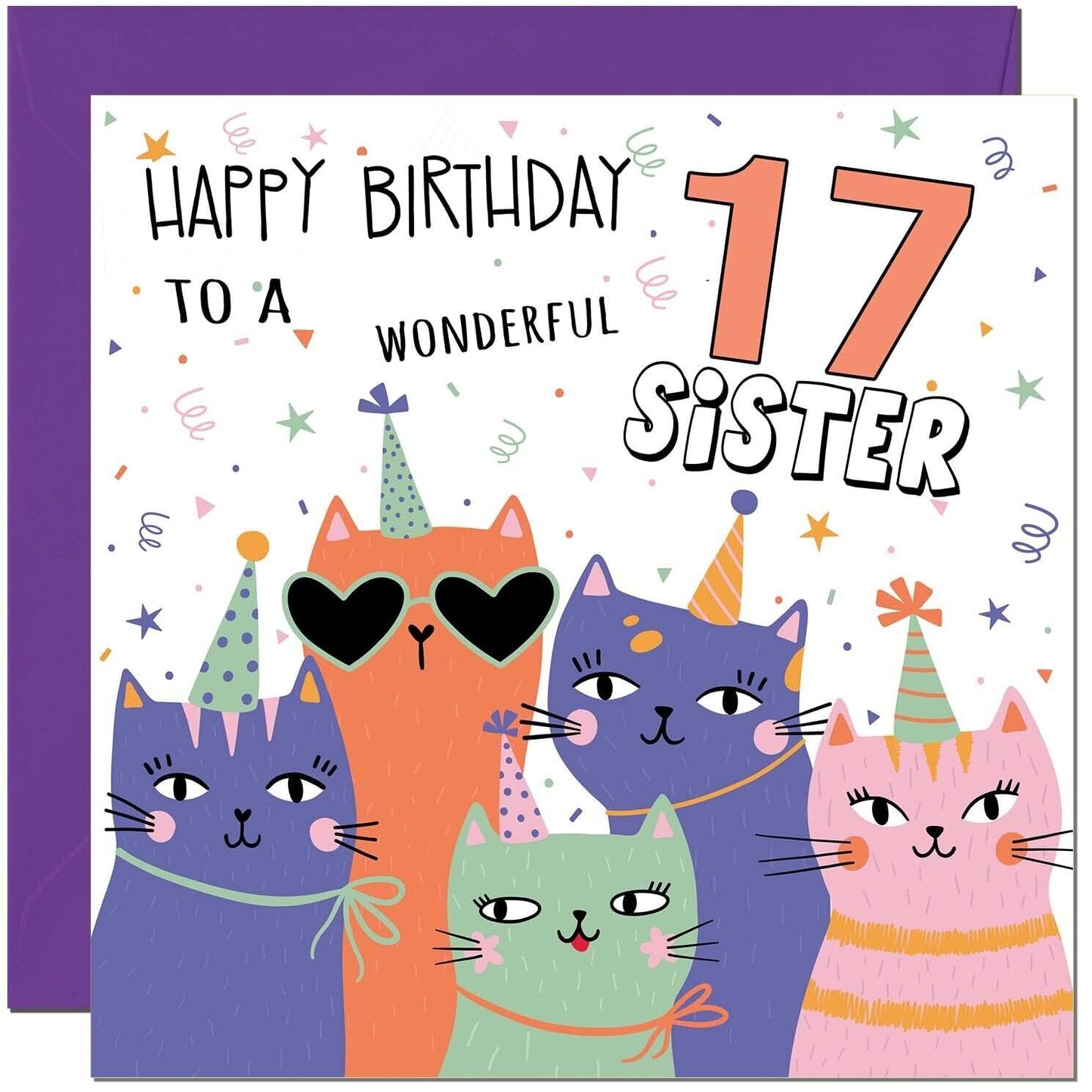 Sister Birthday Cards - Childrens Cute Cat Sisters