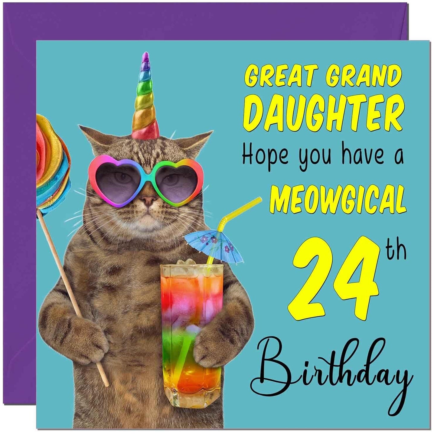 Great Granddaughter Birthday Card - Meowgical Cat Funny
