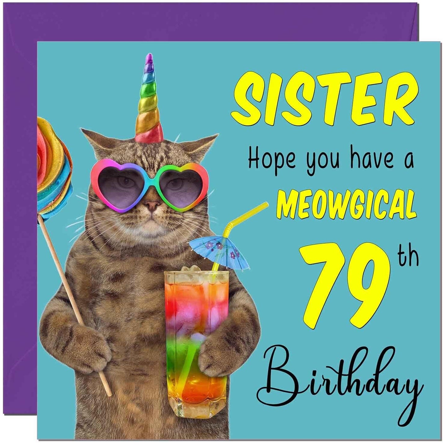 Sister Birthday Card - Meowgical Cat Funny Sister's