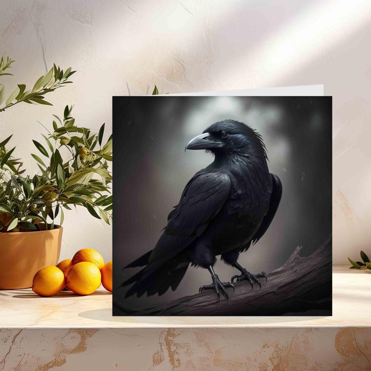 Raven Greeting Card - Gothic Cards Black Raven 145mm x 145mm