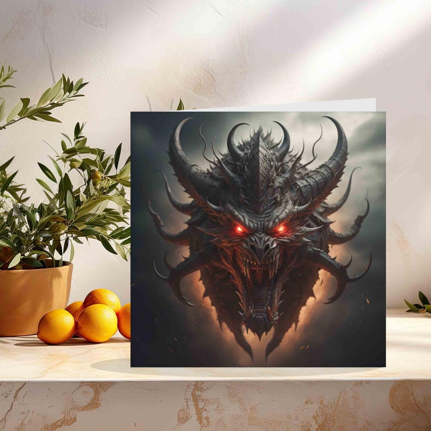 Demon Head Greeting Card 145mm x 145mm