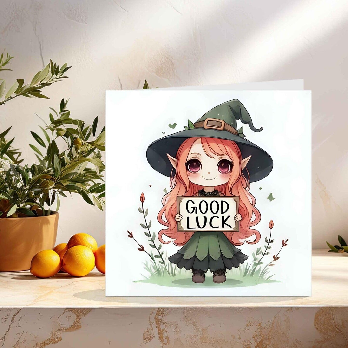 Good Luck Card for Ladies Cute New Job Card, Colleague leaving card 145x145mm