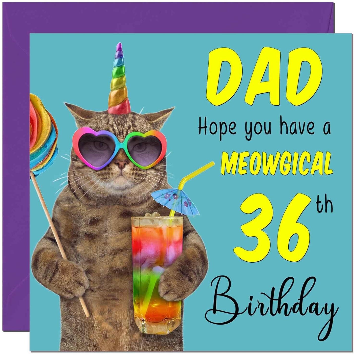 Dad Birthday Card - Meowgical Cat Funny Father