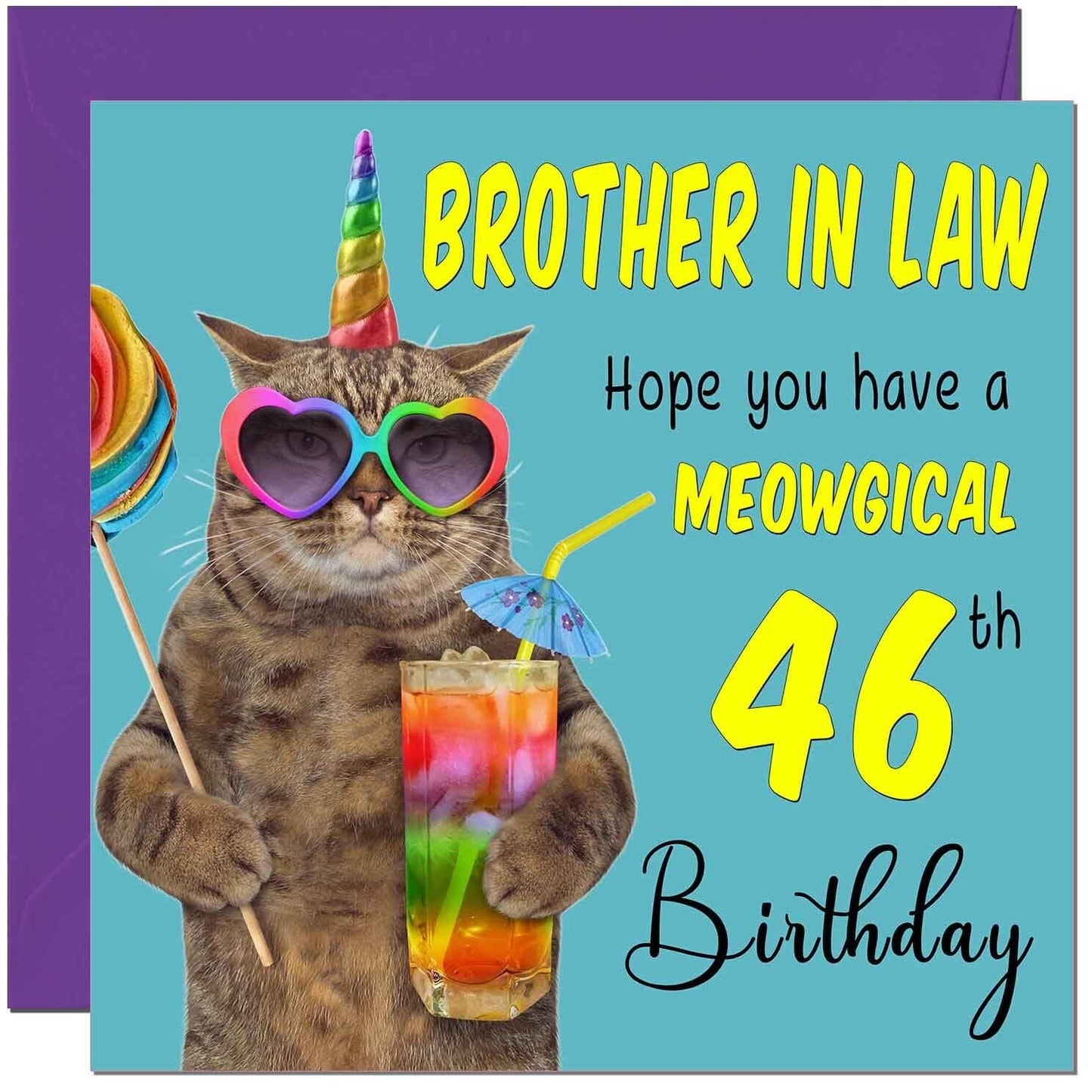 Brother in Law Birthday Card - Meowgical Cat Funny
