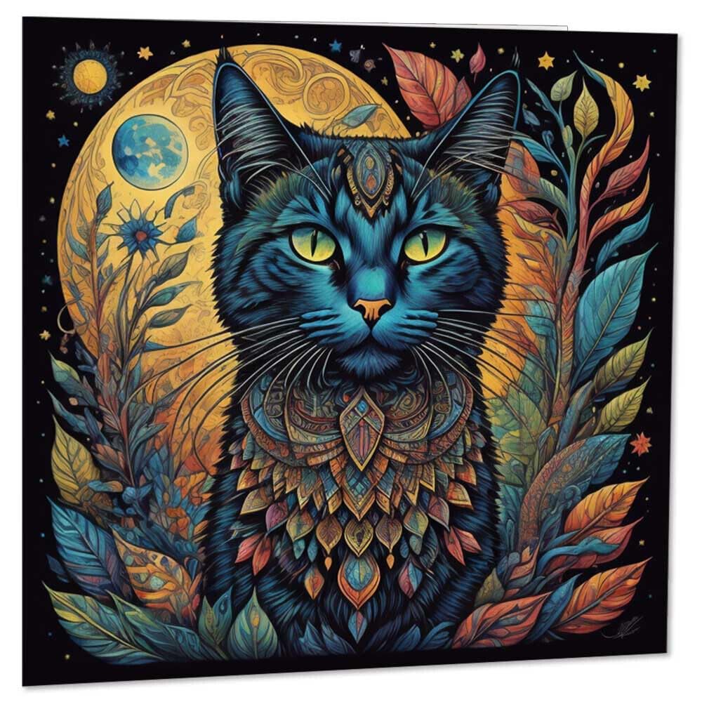 Cool Cat Design Greeting Card - Artistic Drawing Birthday Cards 145 x 145mm