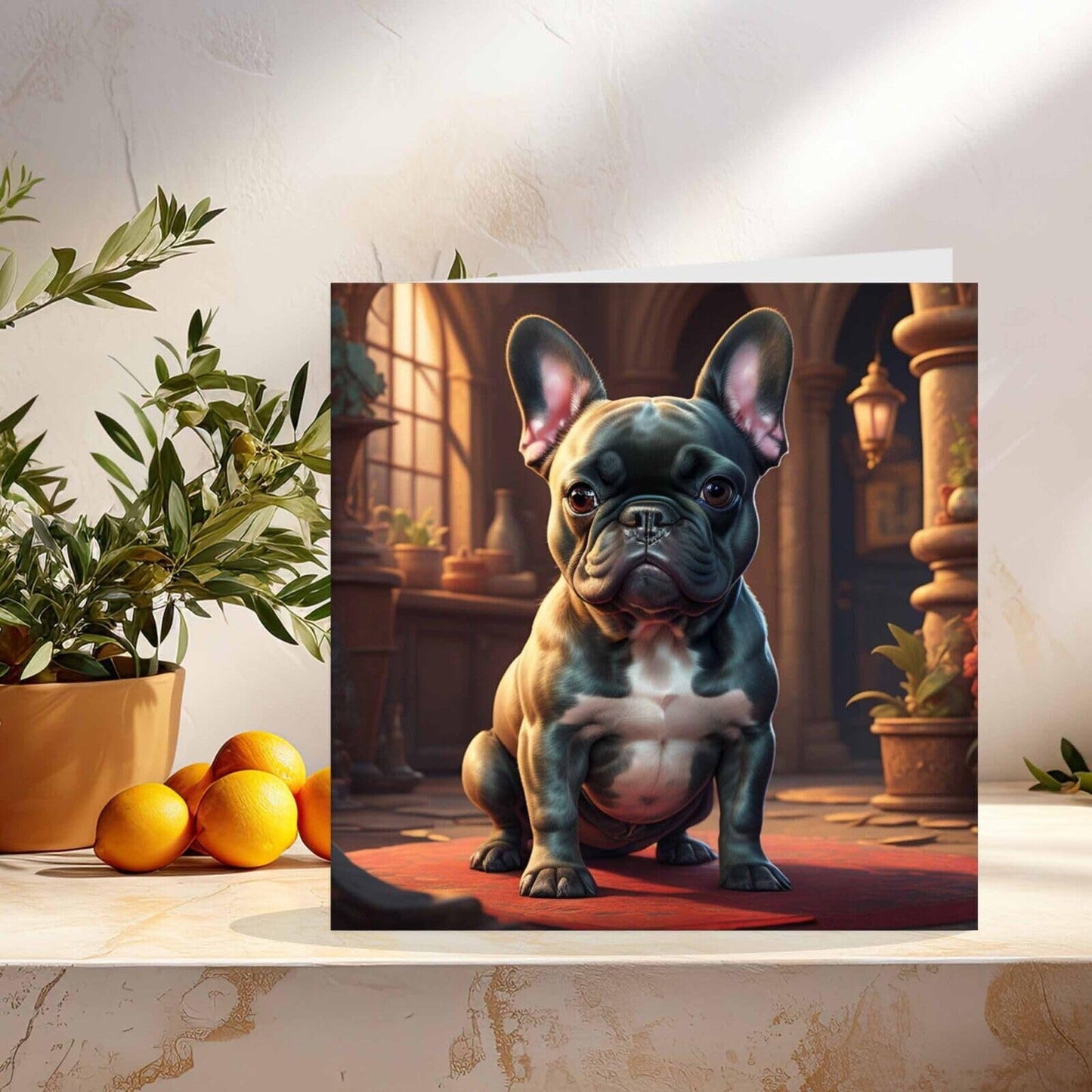 French Bulldog Greeting Card - Cute French Bulldog Card - 145mm x 145mm