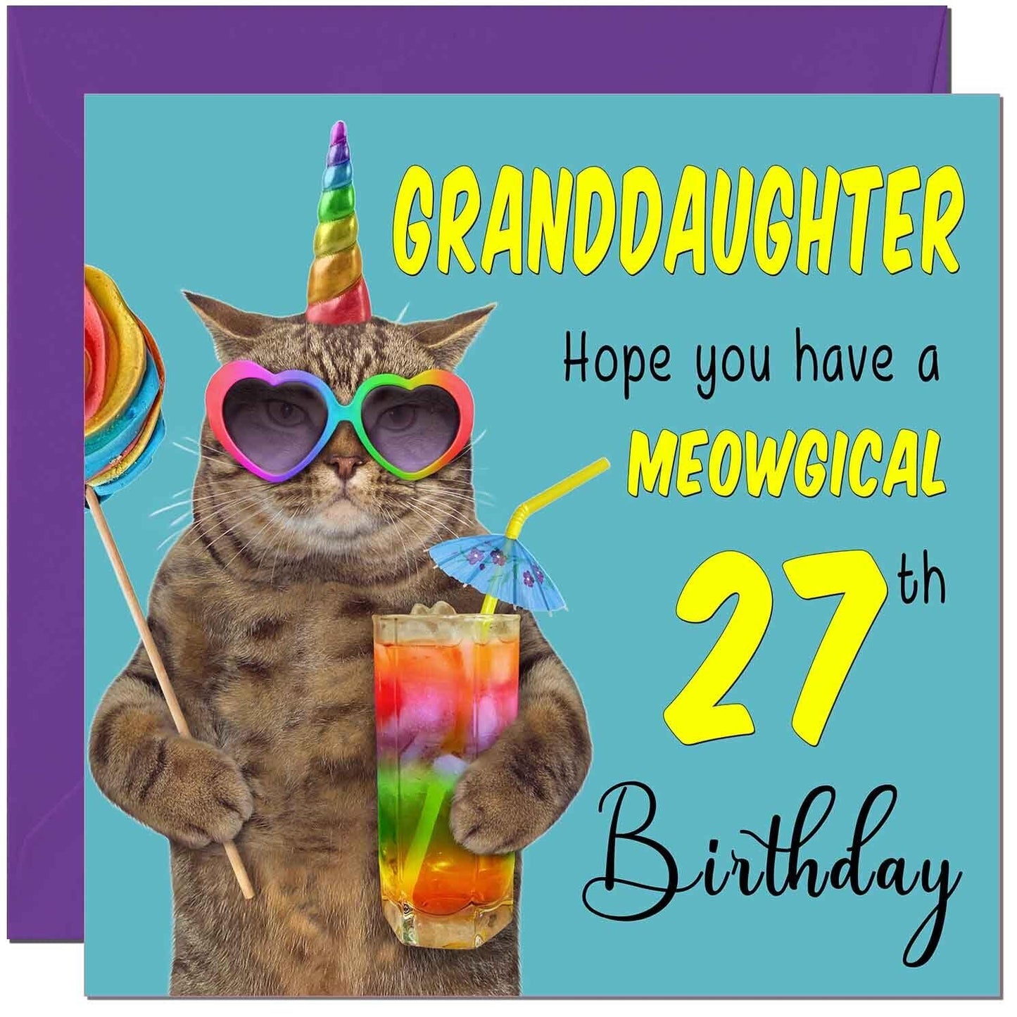 Granddaughter Birthday Card - Meowgical Cat Funny