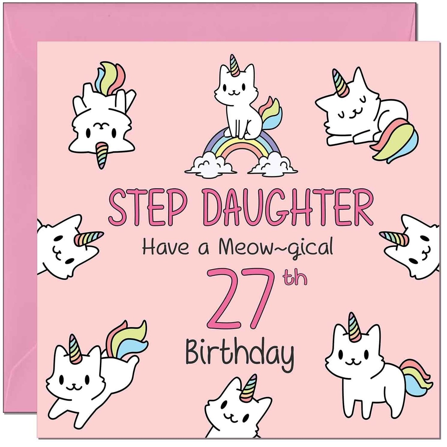 Step Daughter Birthday Card - Funny Cat Cute Step-Daughters