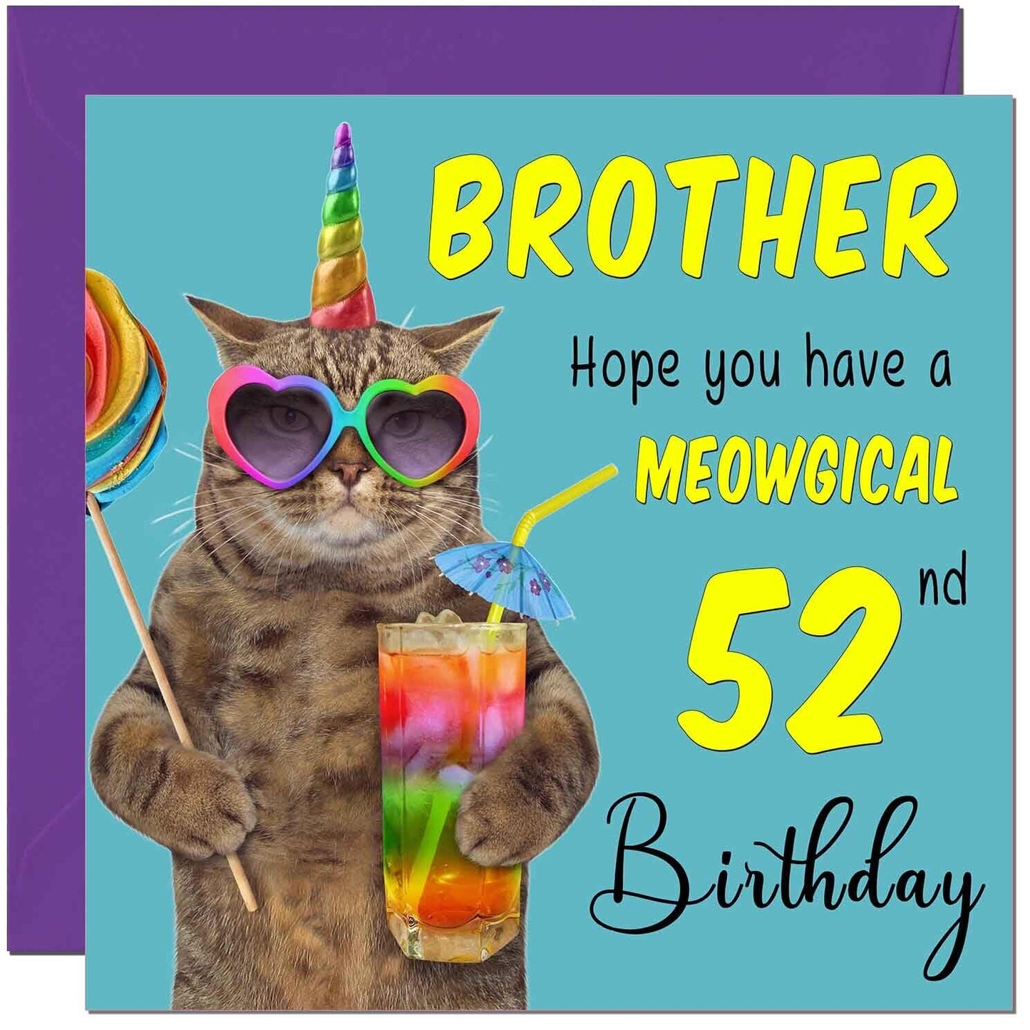 Brother Birthday Card - Meowgical Cat Funny