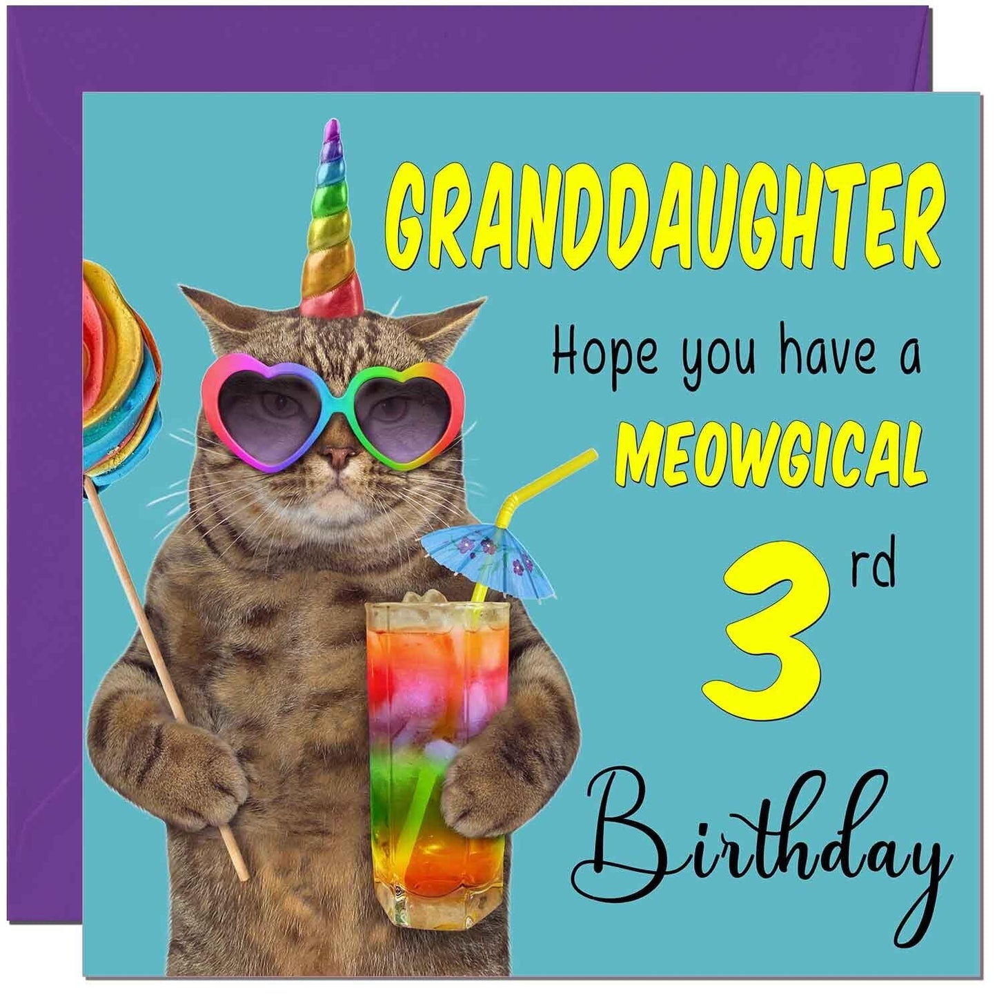 Granddaughter Birthday Card - Meowgical Cat Funny