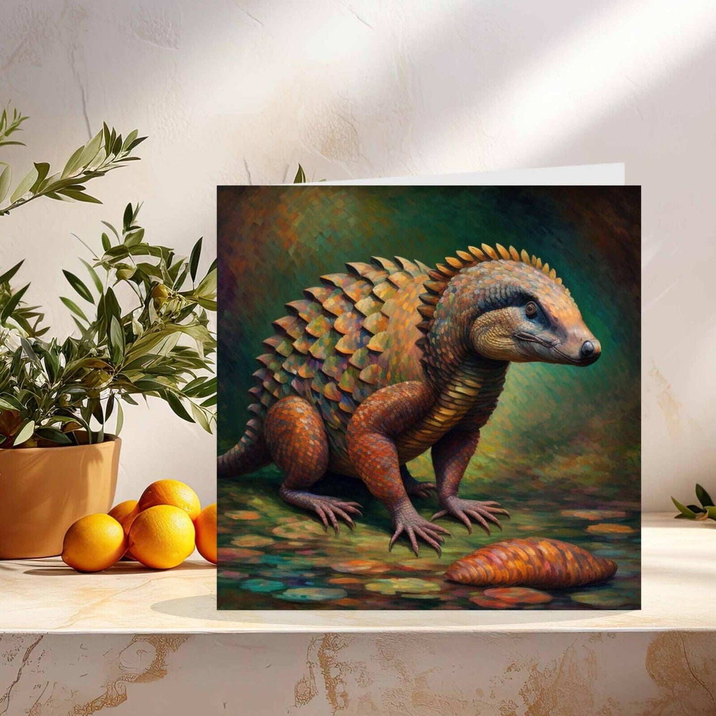 Pangolin Greeting Card Animal Impressionism Art 145mm x 145mm