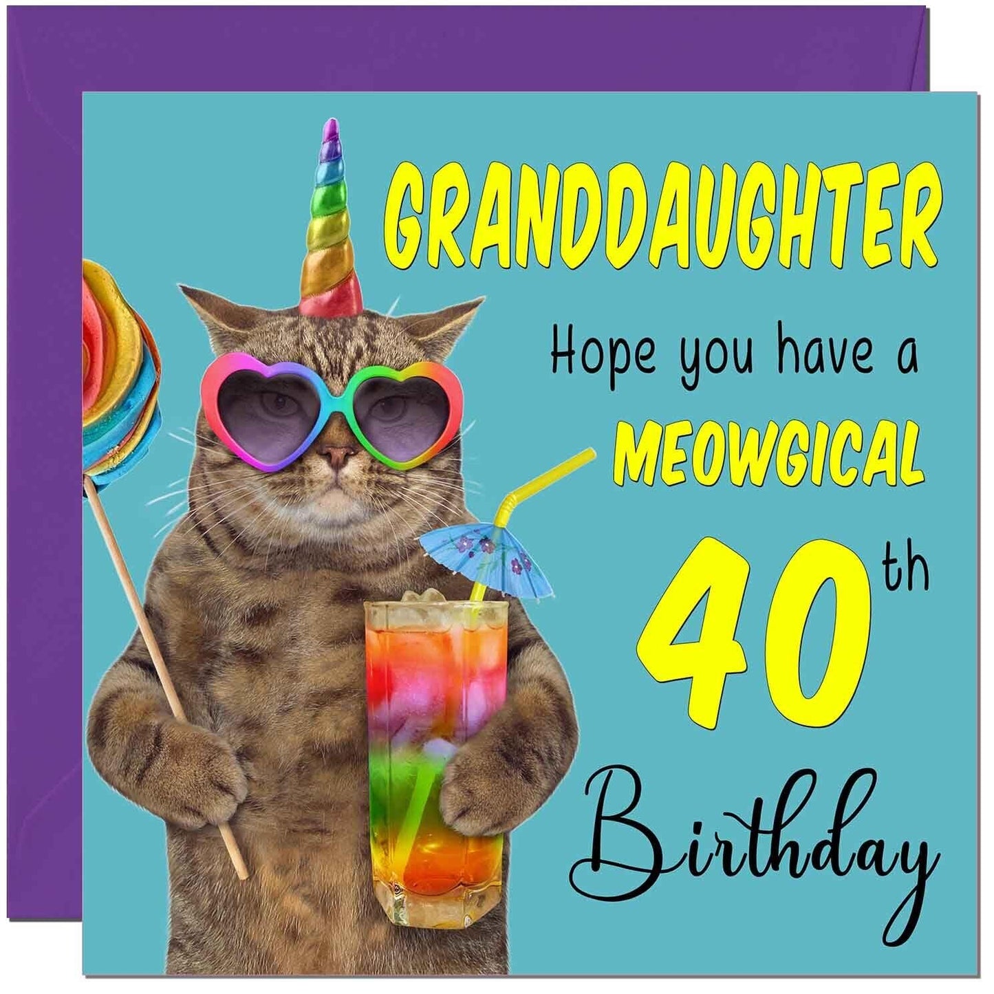 Granddaughter Birthday Card - Meowgical Cat Funny
