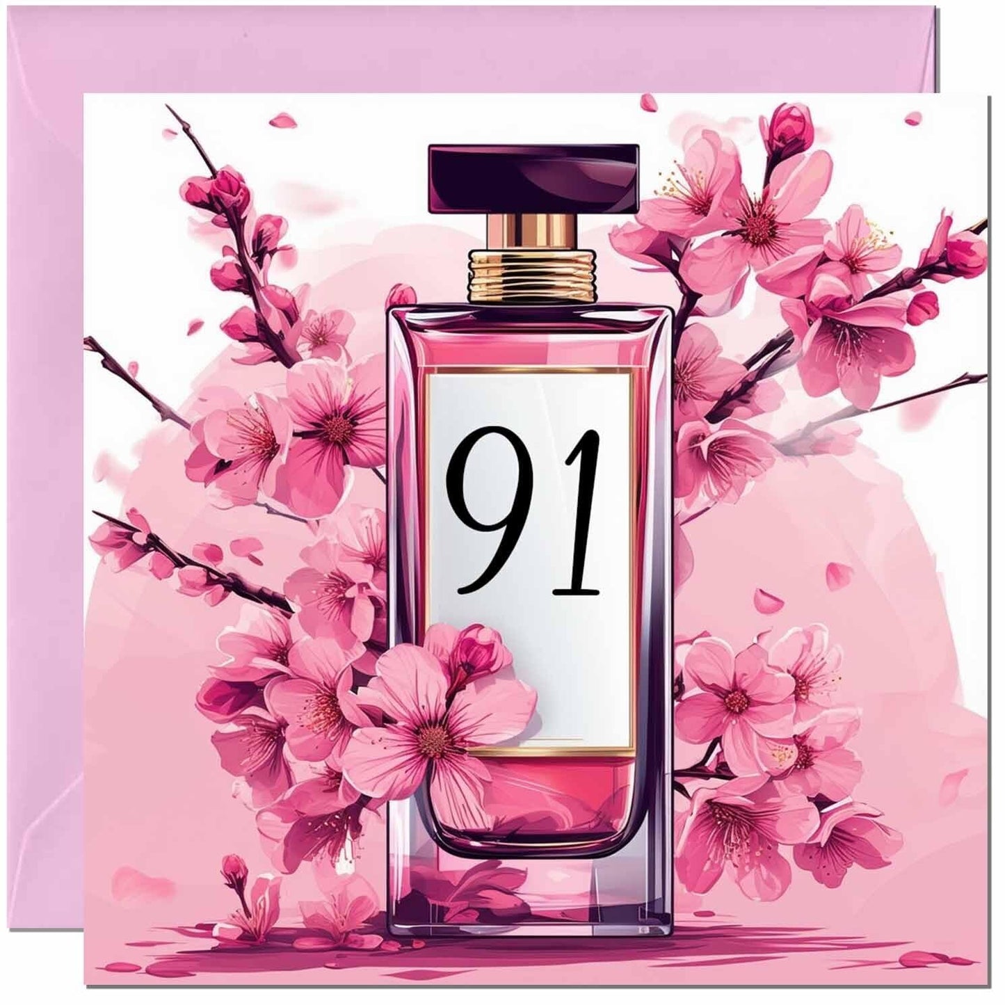 Birthday Card for women - Cherry Blossom Perfume Age - Elegant Classy