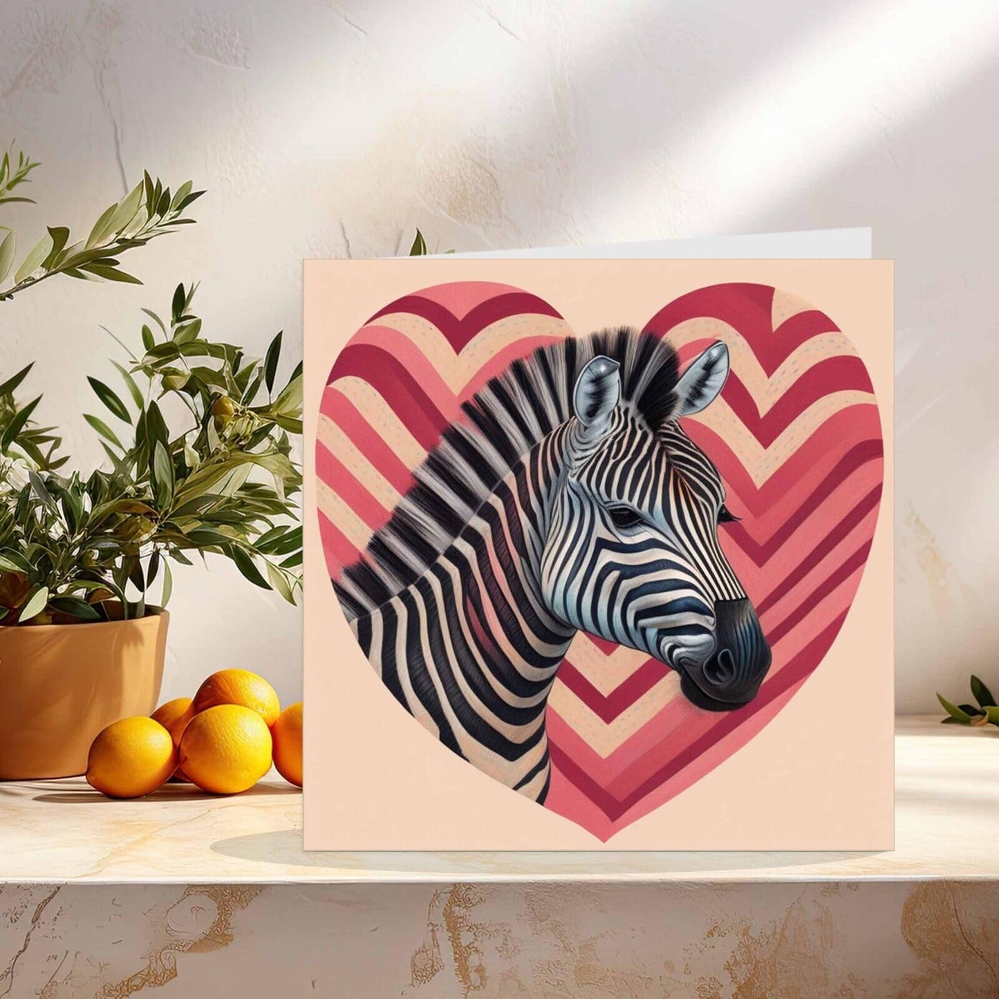 Zebra Heart Greeting Card 145mm x 145mm