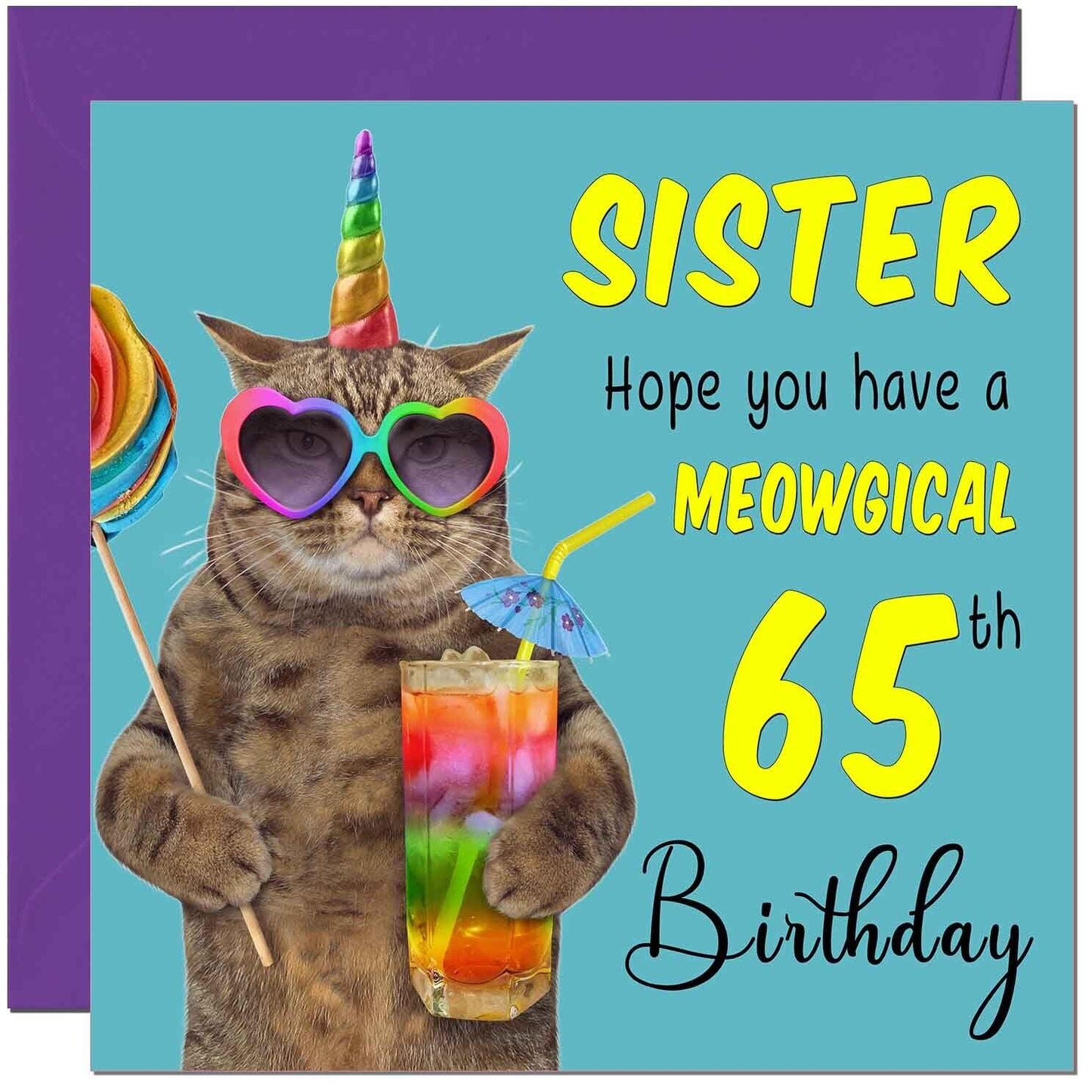 Sister Birthday Card - Meowgical Cat Funny Sister's