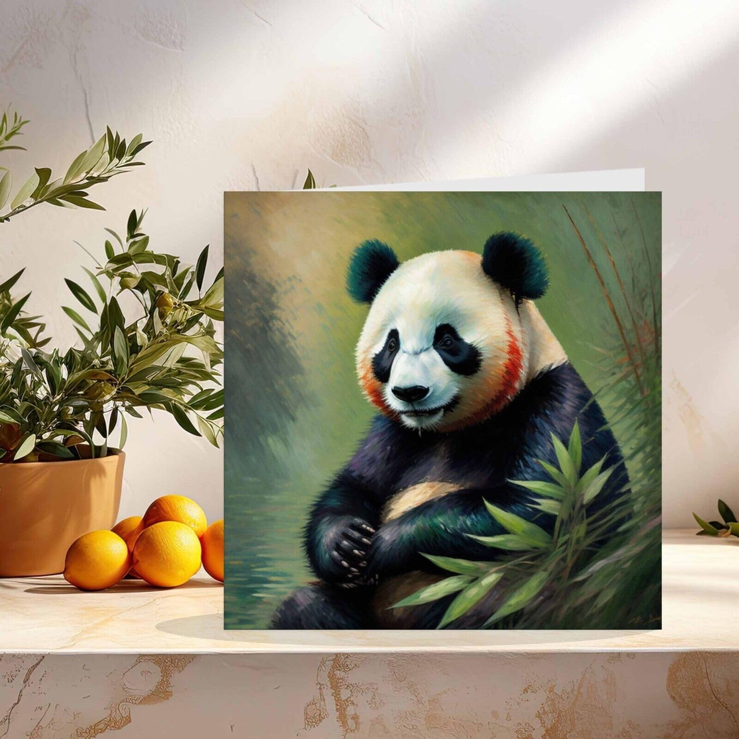 Panda Greeting Card - Animal Impressionism Art 145mm x 145mm