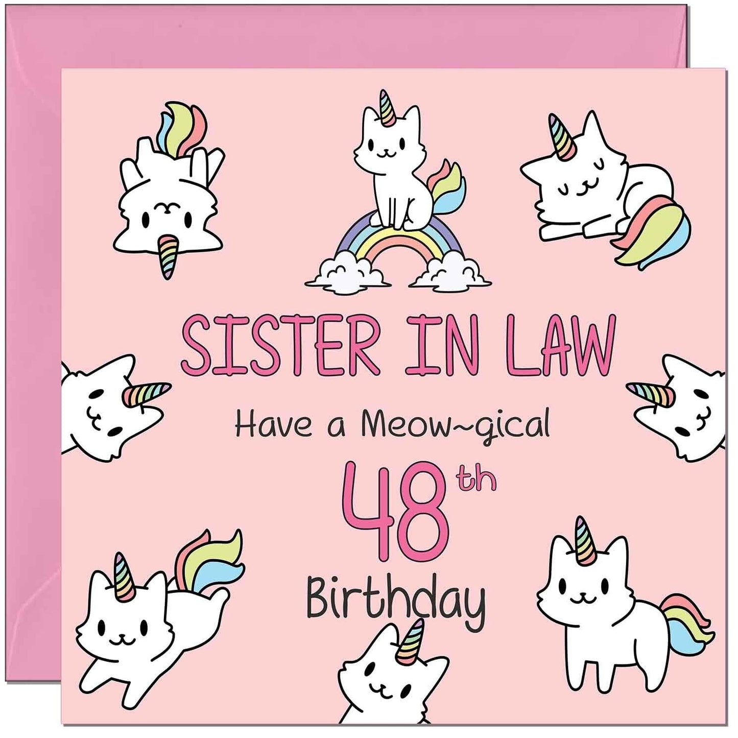 Sister in Law Birthday Card - Funny Cat Cute Sister-in-Laws