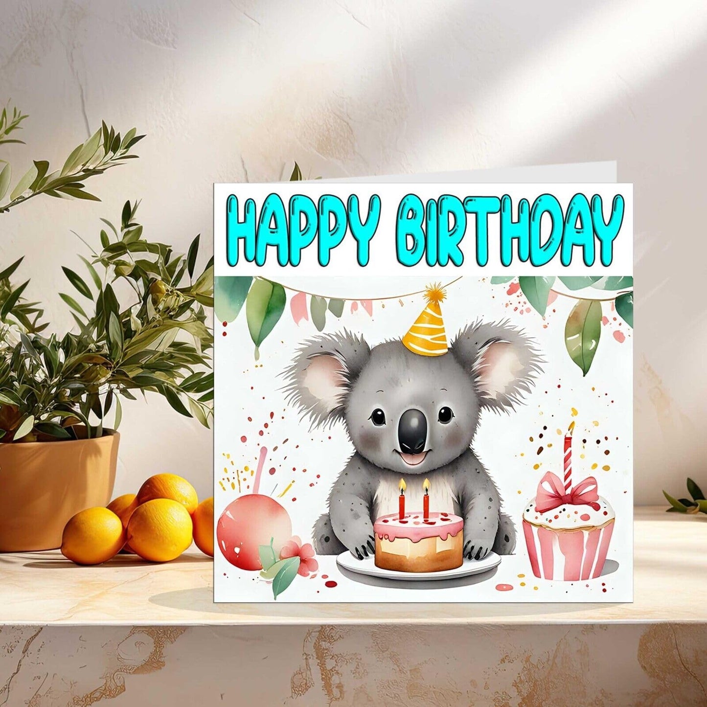 Koala Birthday Card - Cute Animal Koala Bear Birthday Card 145 x 145mm