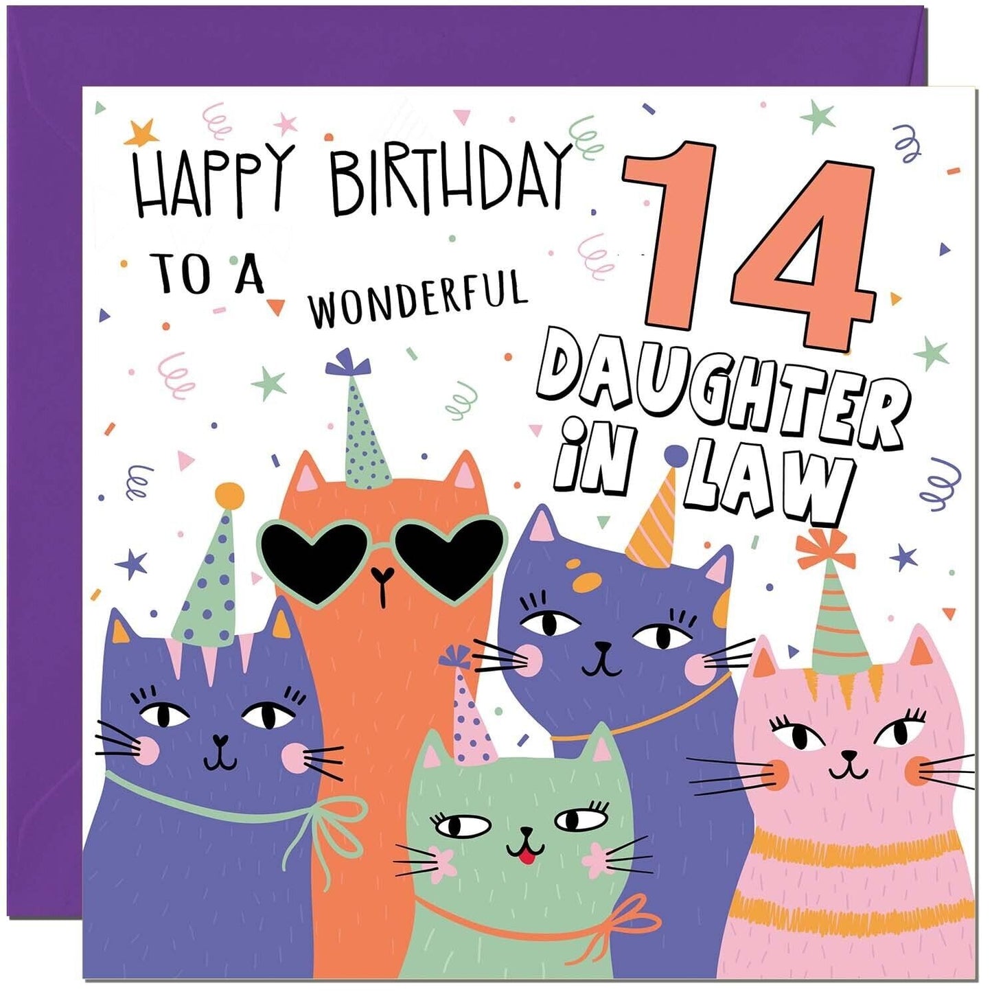 Daughter-in-Law Birthday Card - Childrens Cute Cat Daughter in laws
