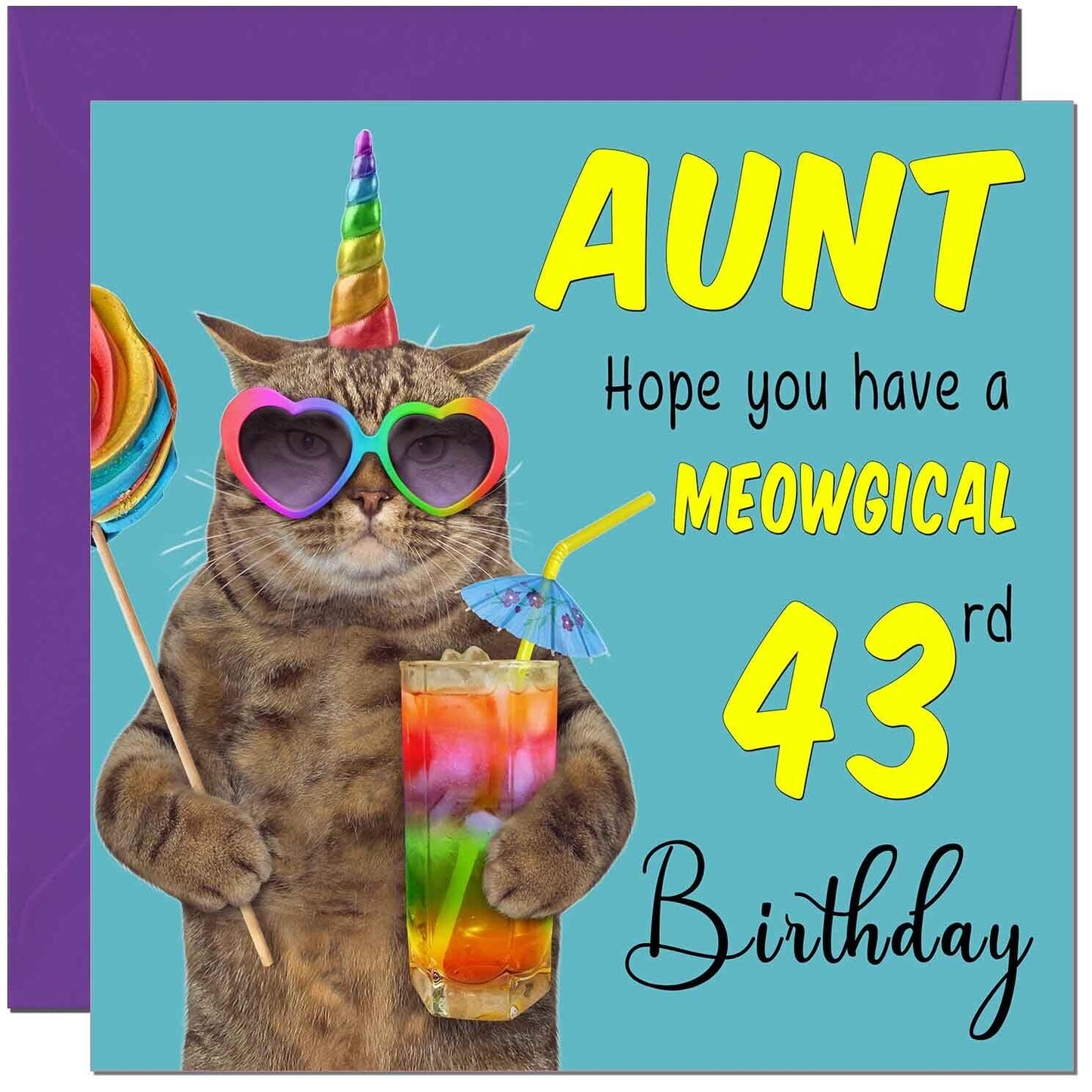 Aunt Birthday Card - Meowgical Cat Funny