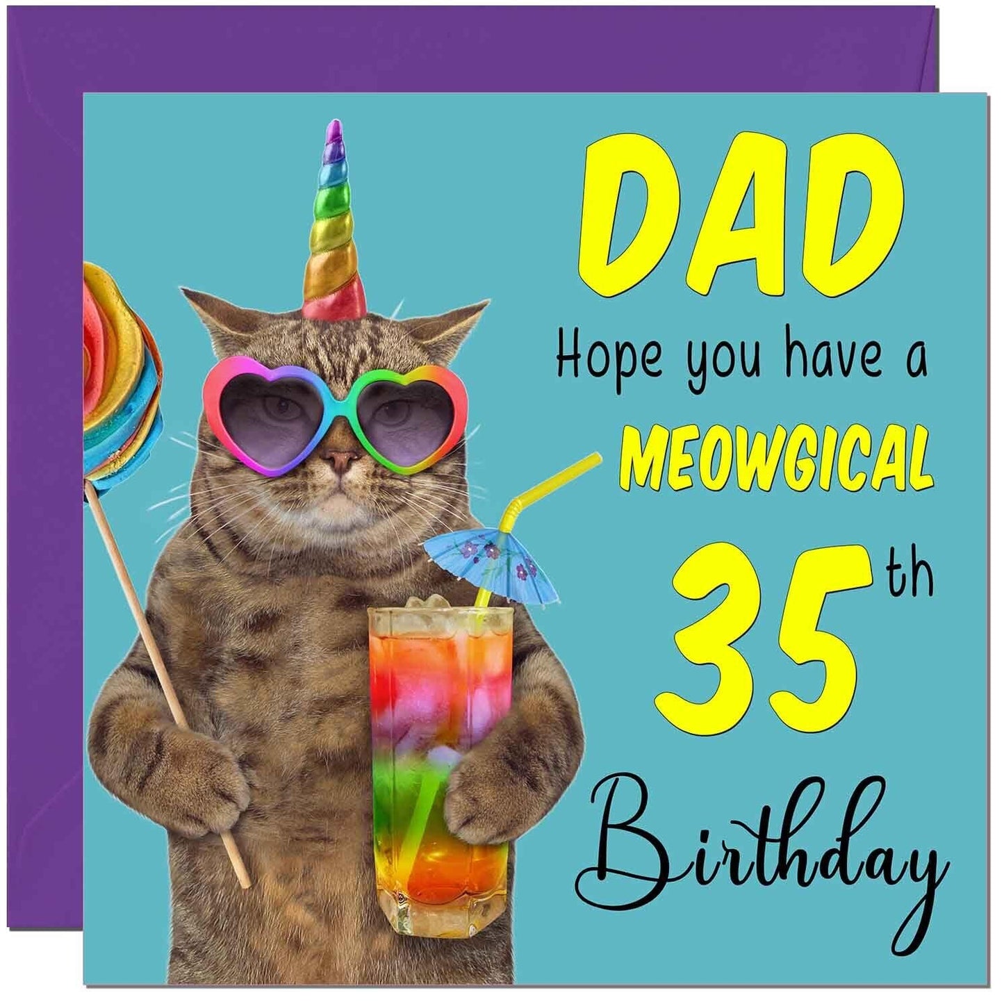 Dad Birthday Card - Meowgical Cat Funny Father