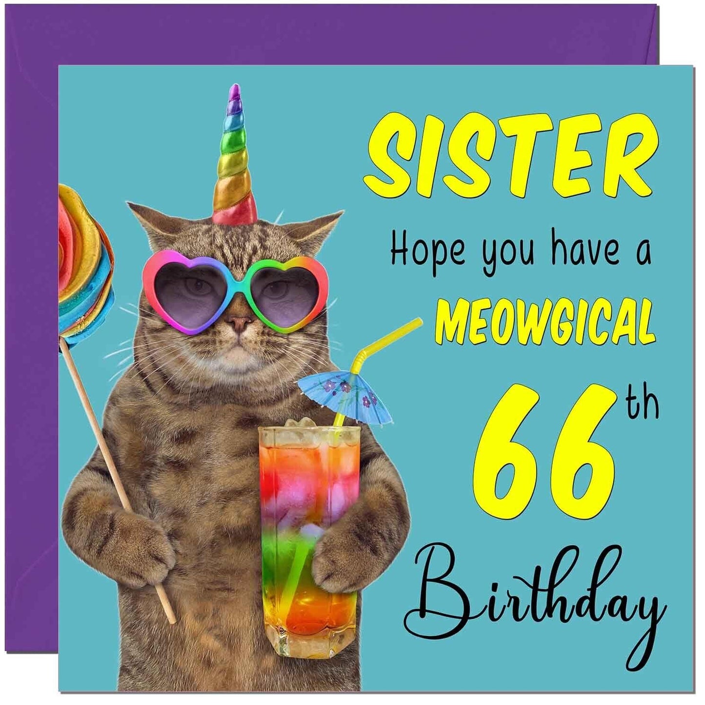 Sister Birthday Card - Meowgical Cat Funny Sister's