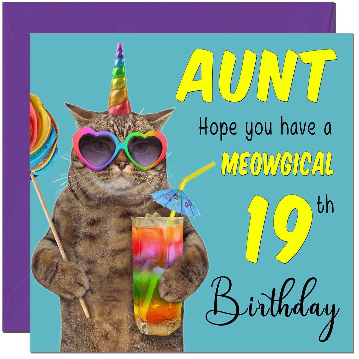 Aunt Birthday Card - Meowgical Cat Funny