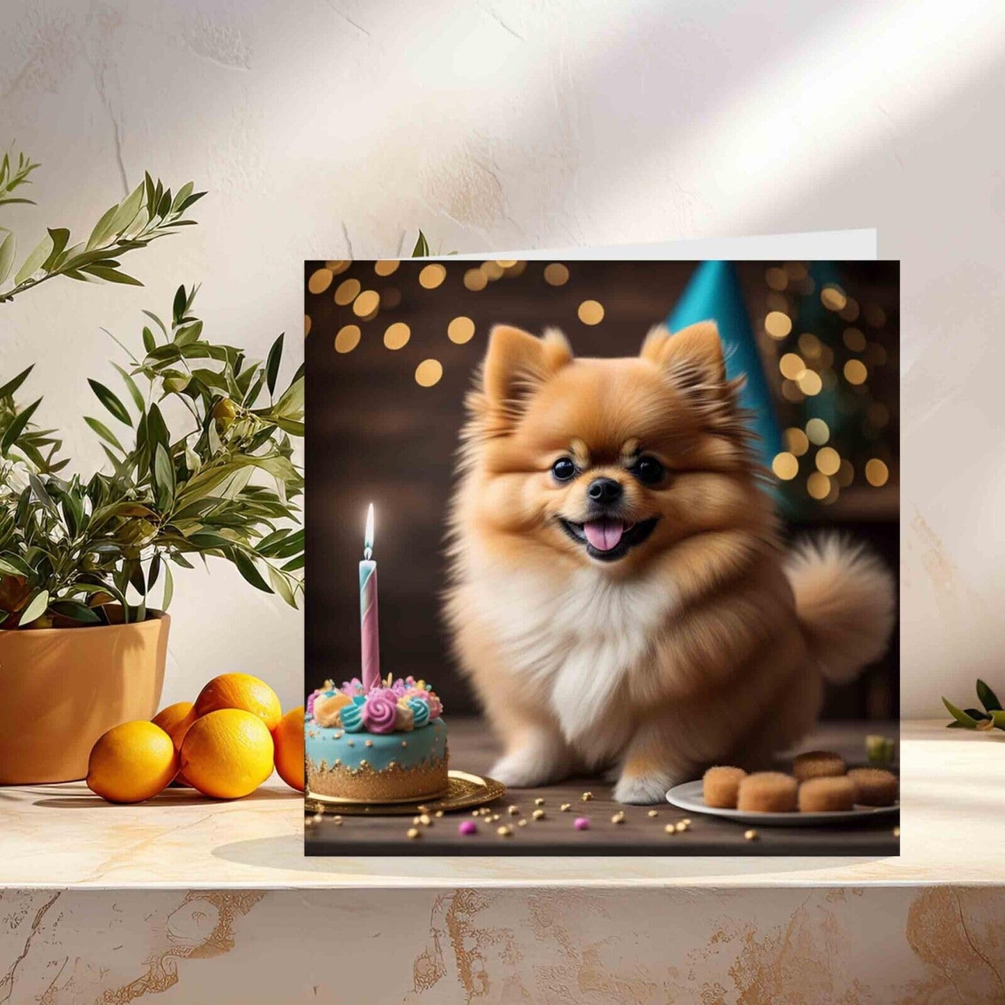 Pomeranian Birthday Card - cute Pomeranian dog 145mm x 145mm