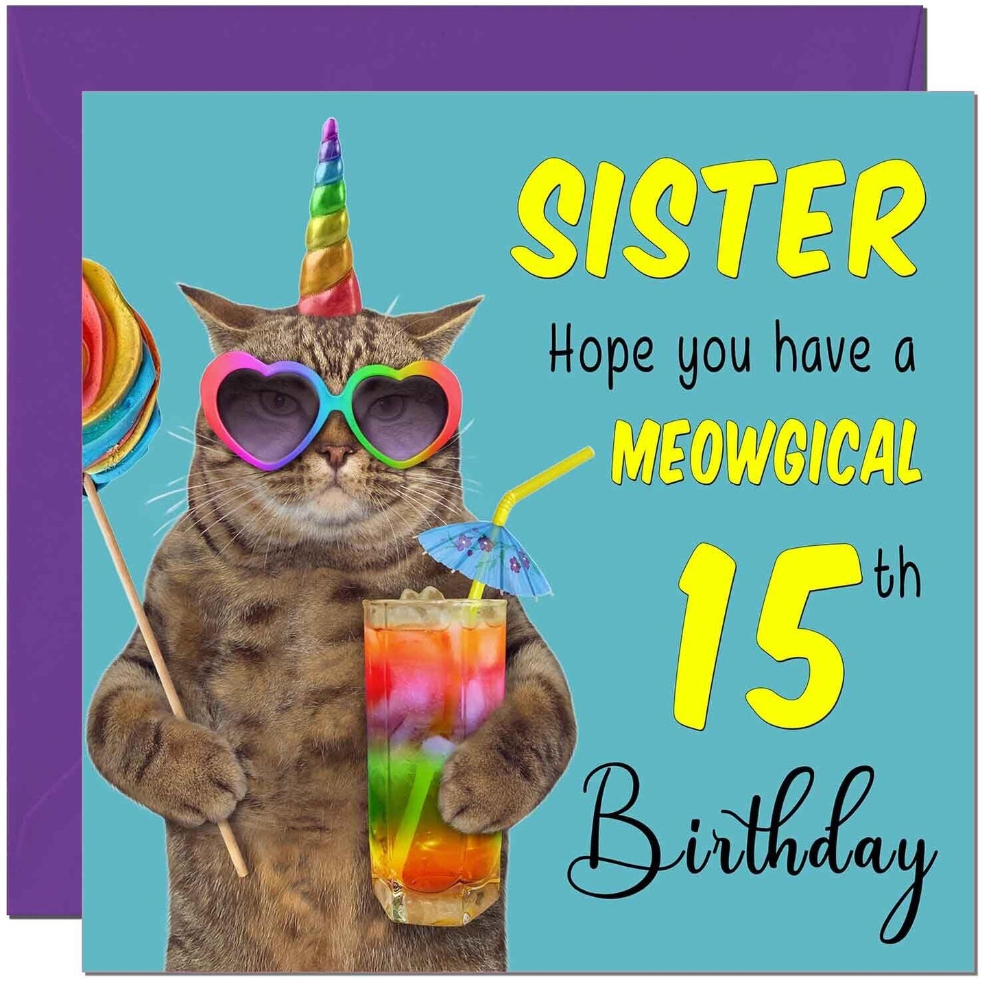 Sister Birthday Card - Meowgical Cat Funny Sister's