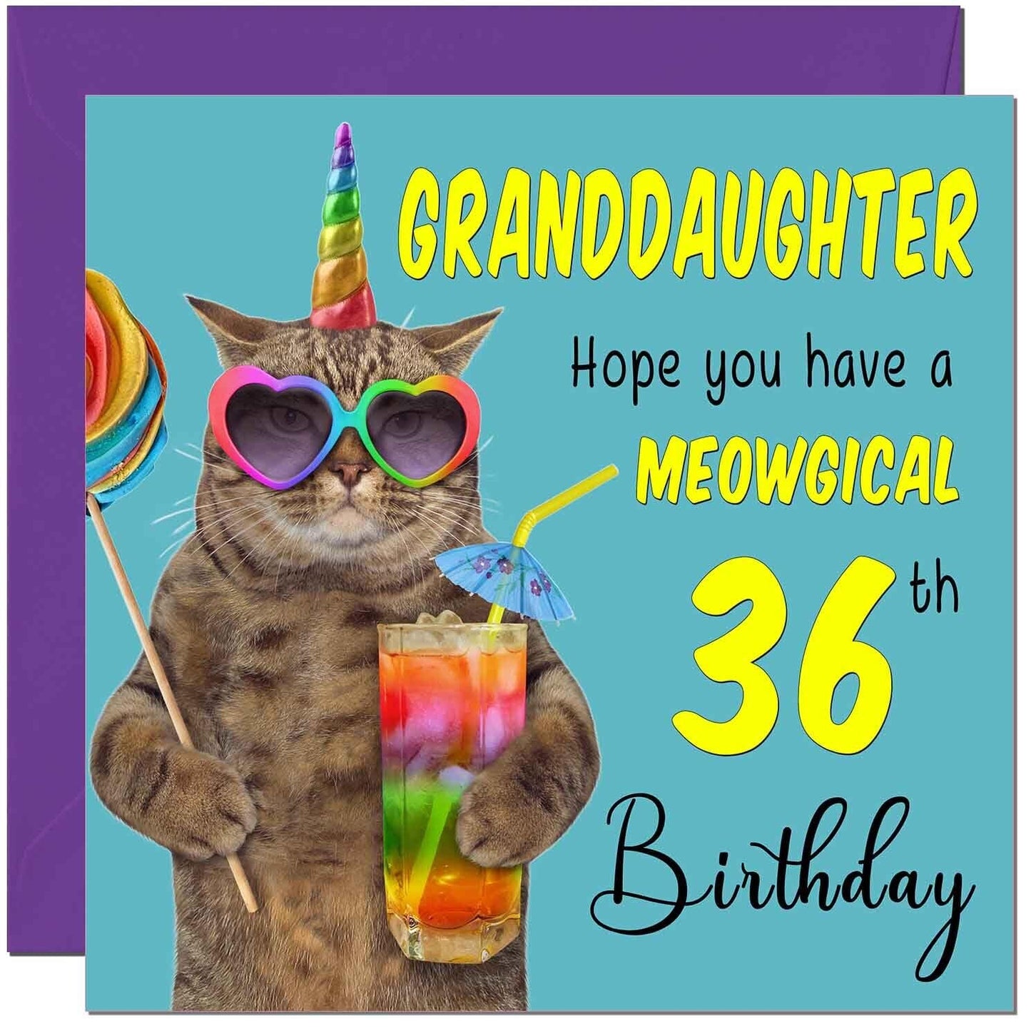 Granddaughter Birthday Card - Meowgical Cat Funny