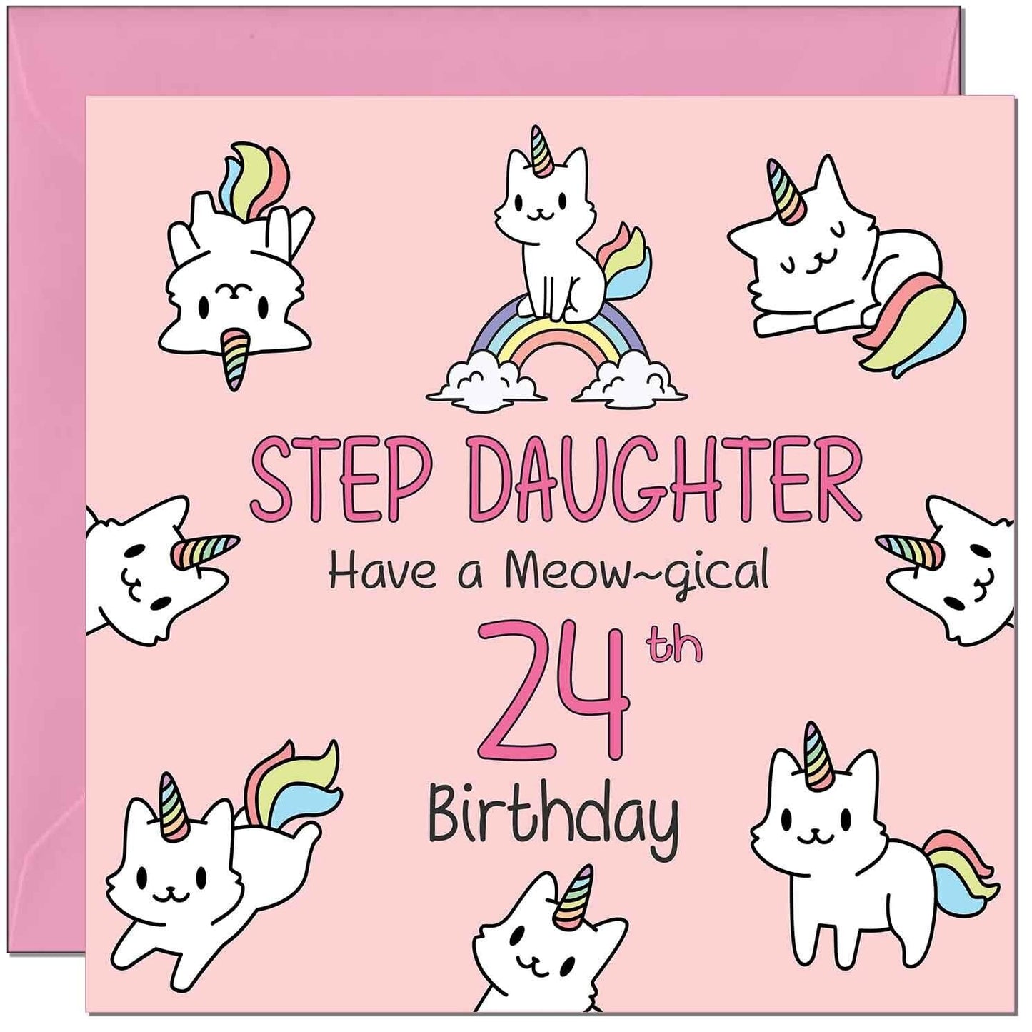 Step Daughter Birthday Card - Funny Cat Cute Step-Daughters