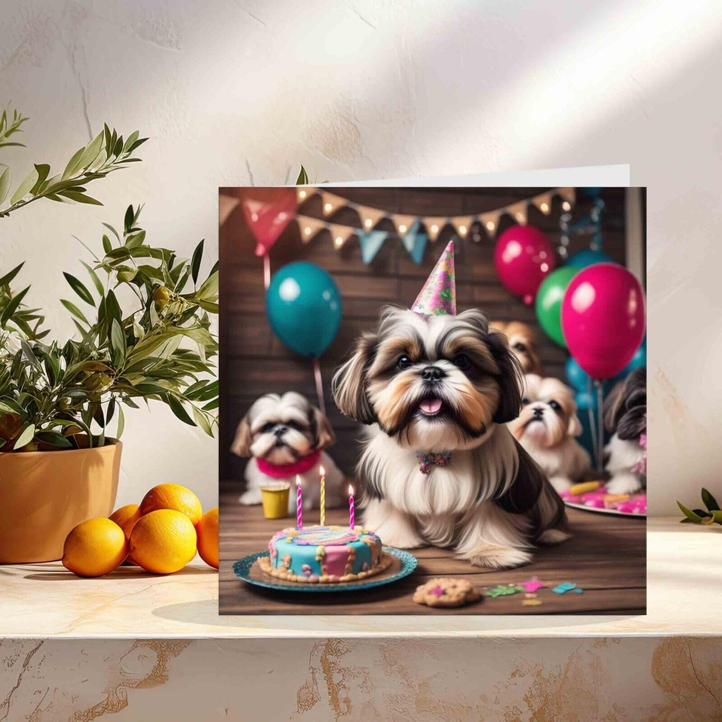 Shih Tzu Birthday Card Cute Funny Dog Bday Card 145mm x 145mm