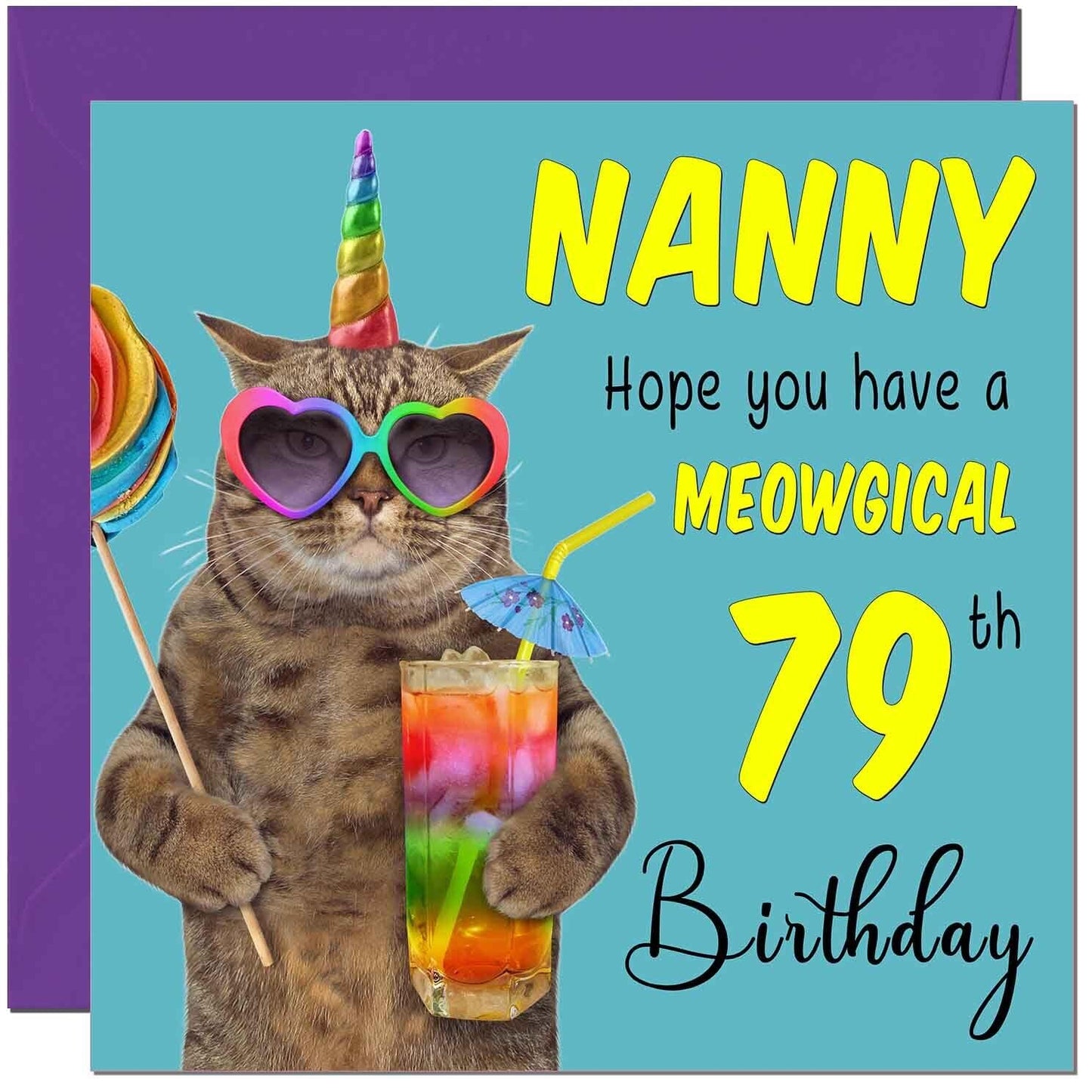 Nanny Birthday Card - Meowgical Cat Funny Grandma