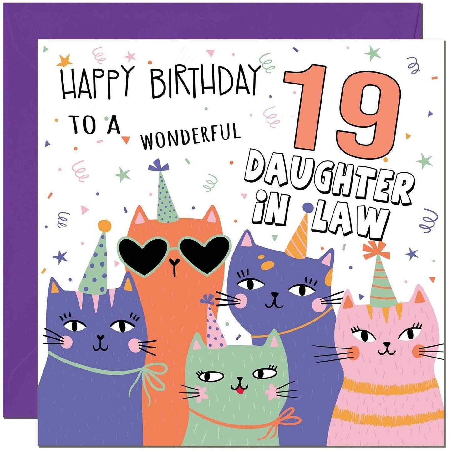 Daughter-in-Law Birthday Card - Childrens Cute Cat Daughter in laws