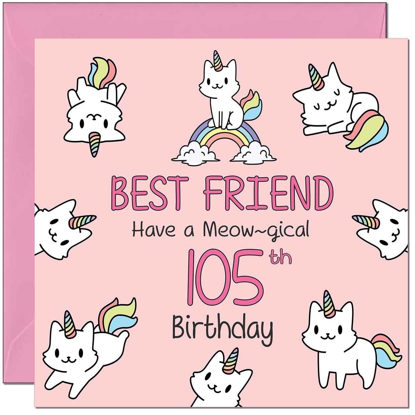 Best Friend Birthday Card - Funny Cat Cute Girls Womens
