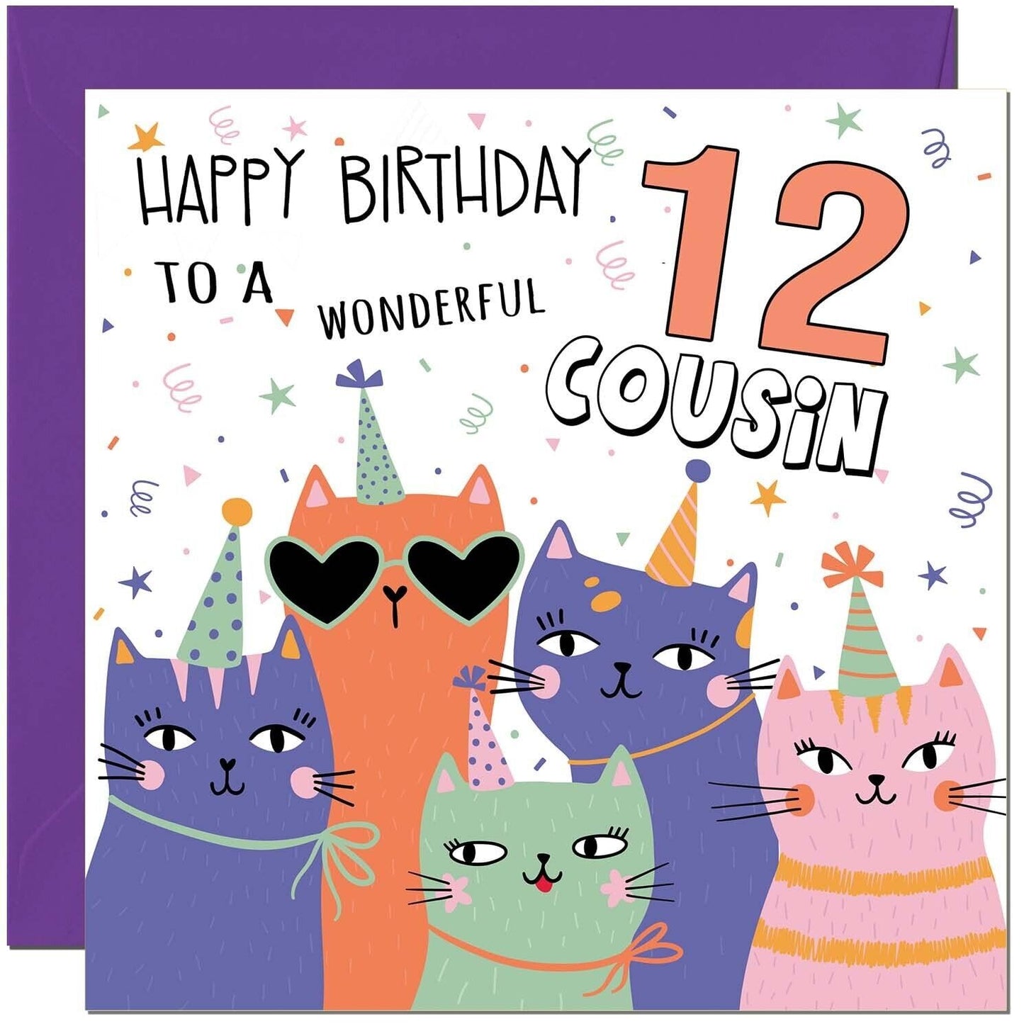 Cousin Birthday Card - Childrens Cute Cat Cousins