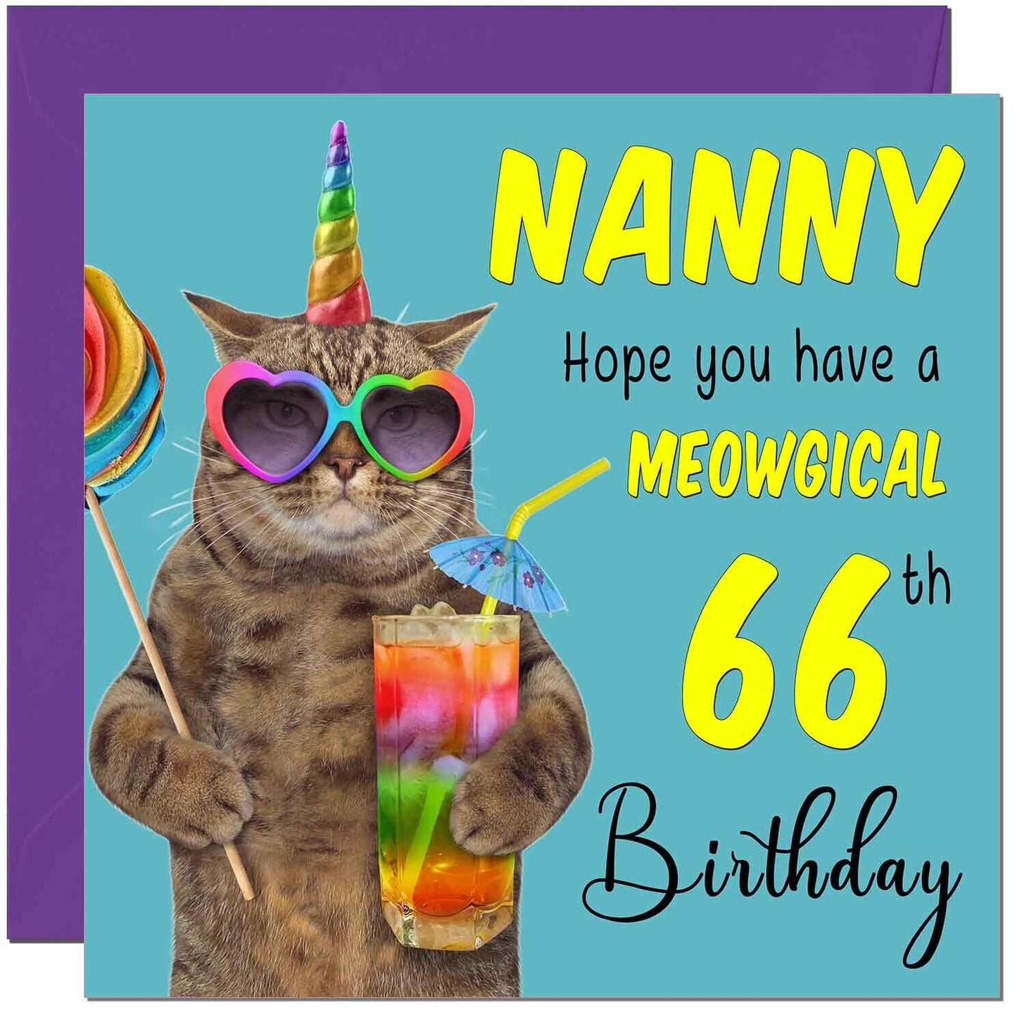 Nanny Birthday Card - Meowgical Cat Funny Grandma