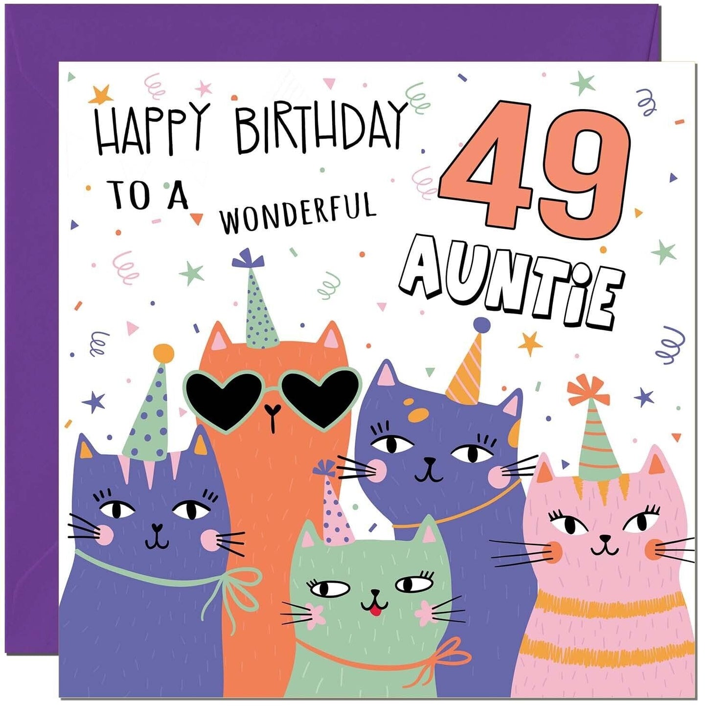 Auntie Birthday Card - Childrens Cute Cat Aunt