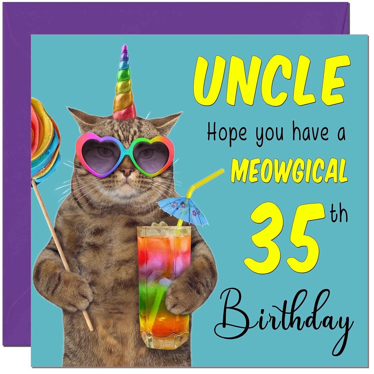 Uncle Birthday Card - Meowgical Cat Funny Uncle's