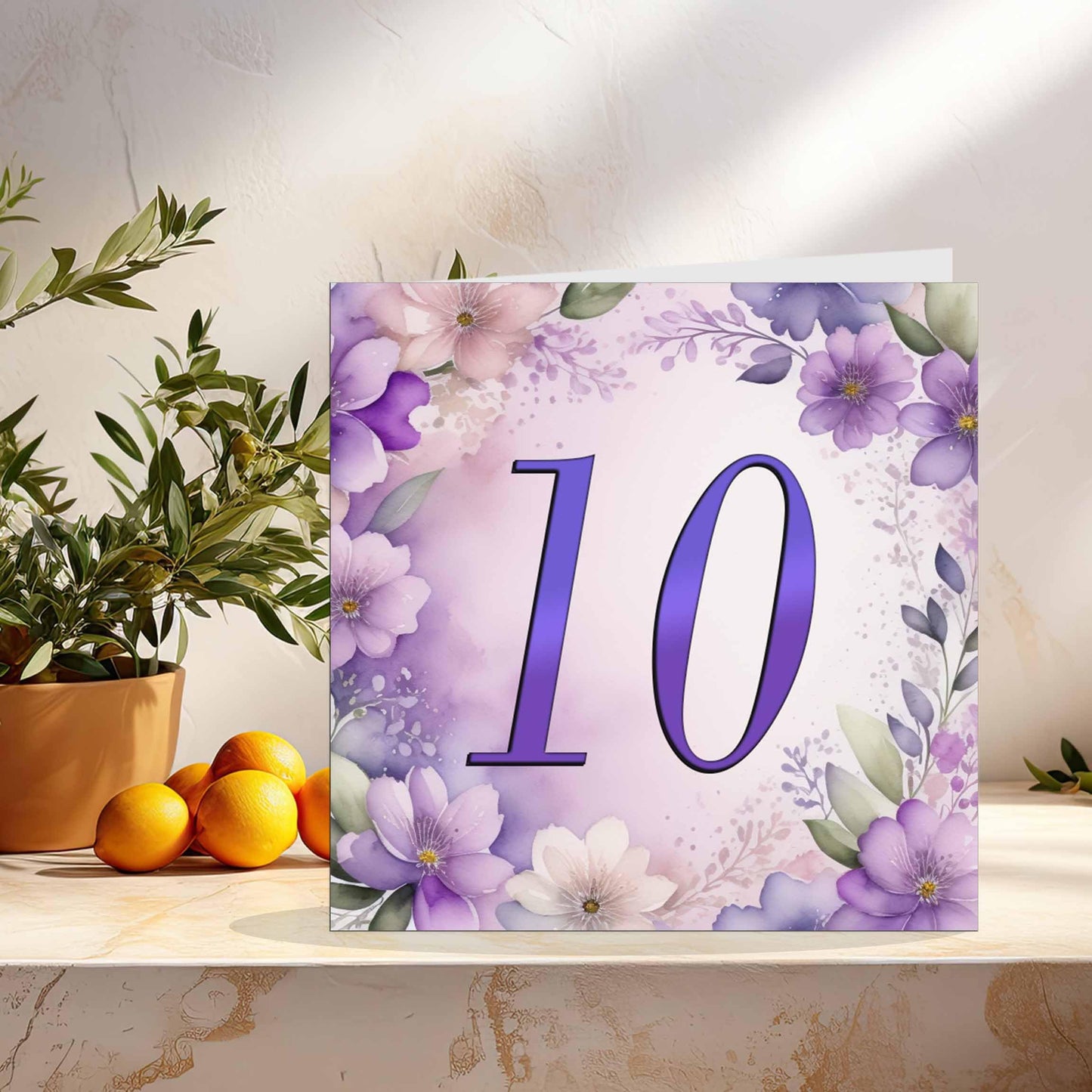 Birthday Card for Women - Purple Floral 80th Birthday Cards for year old woman Ladies Grandma Nan Aunt Mum Sister Mom Friend