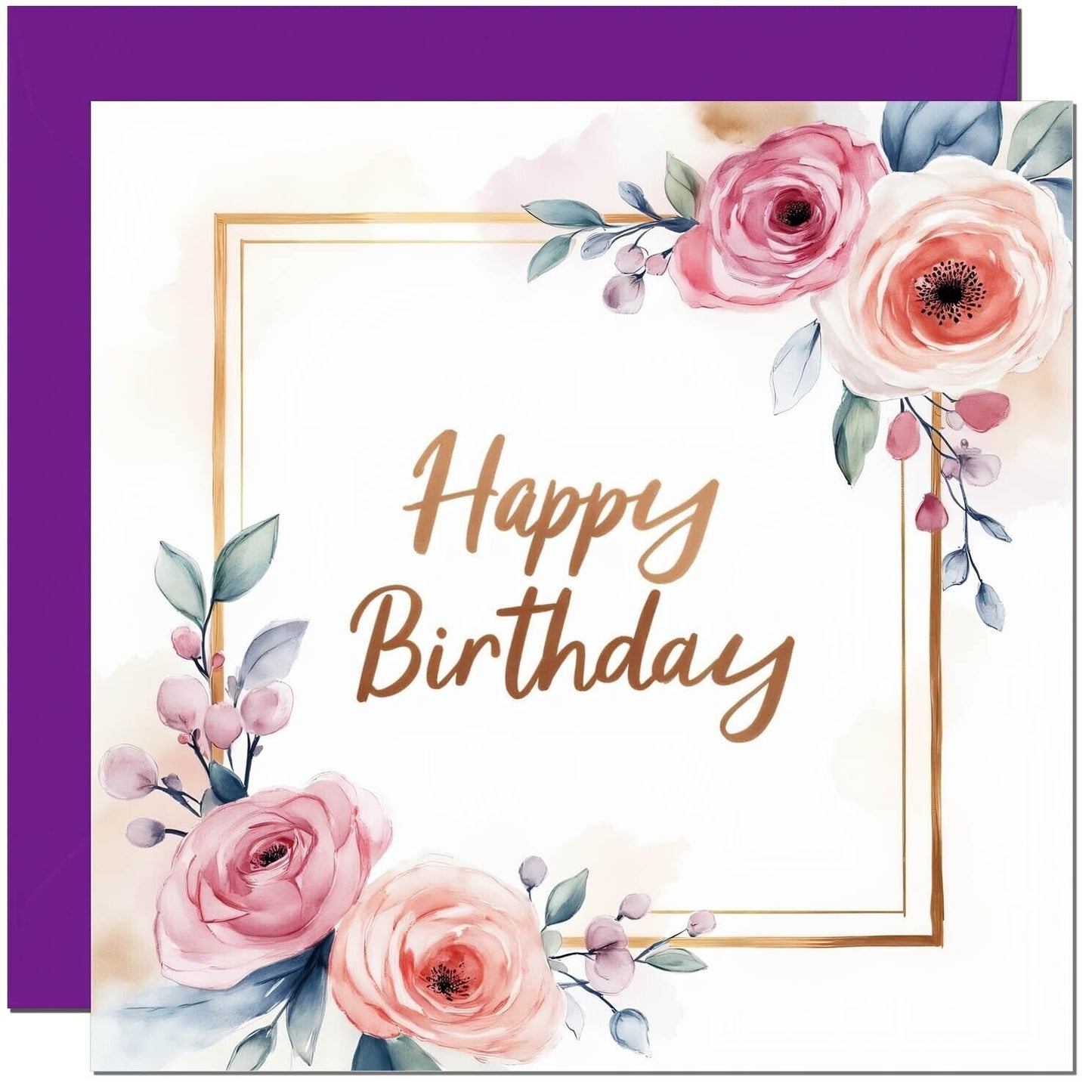 Stylish Floral Birthday Card - For Mum Daughter Son Dad Aunt Uncle Niece Nephew