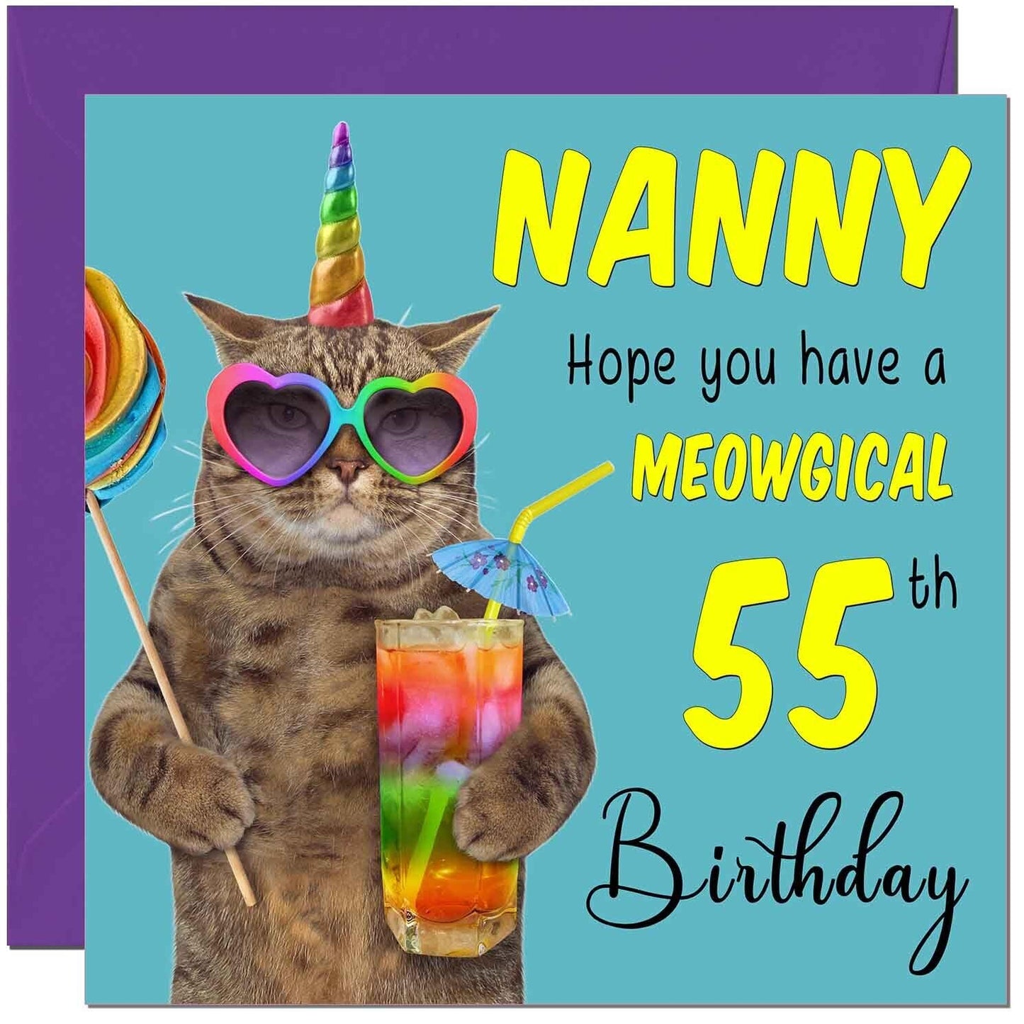 Nanny Birthday Card - Meowgical Cat Funny Grandma