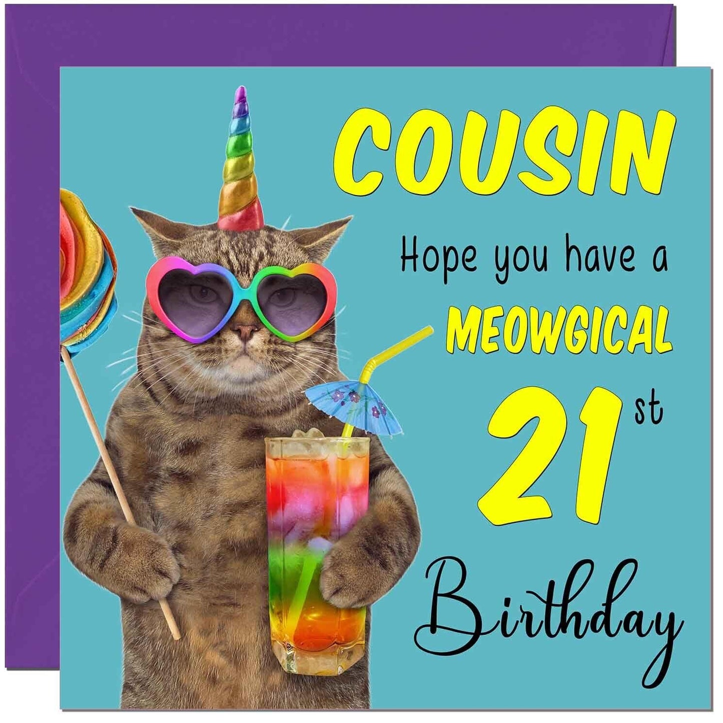 Cousin Birthday Card - Meowgical Cat Funny