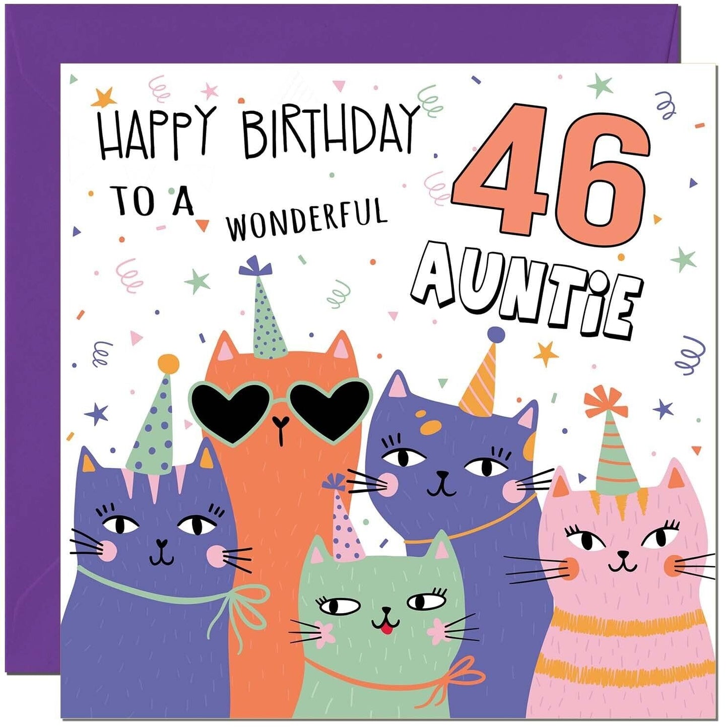 Auntie Birthday Card - Childrens Cute Cat Aunt