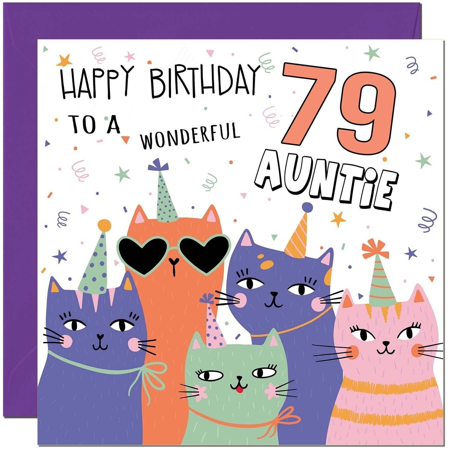 Auntie Birthday Card - Childrens Cute Cat Aunt