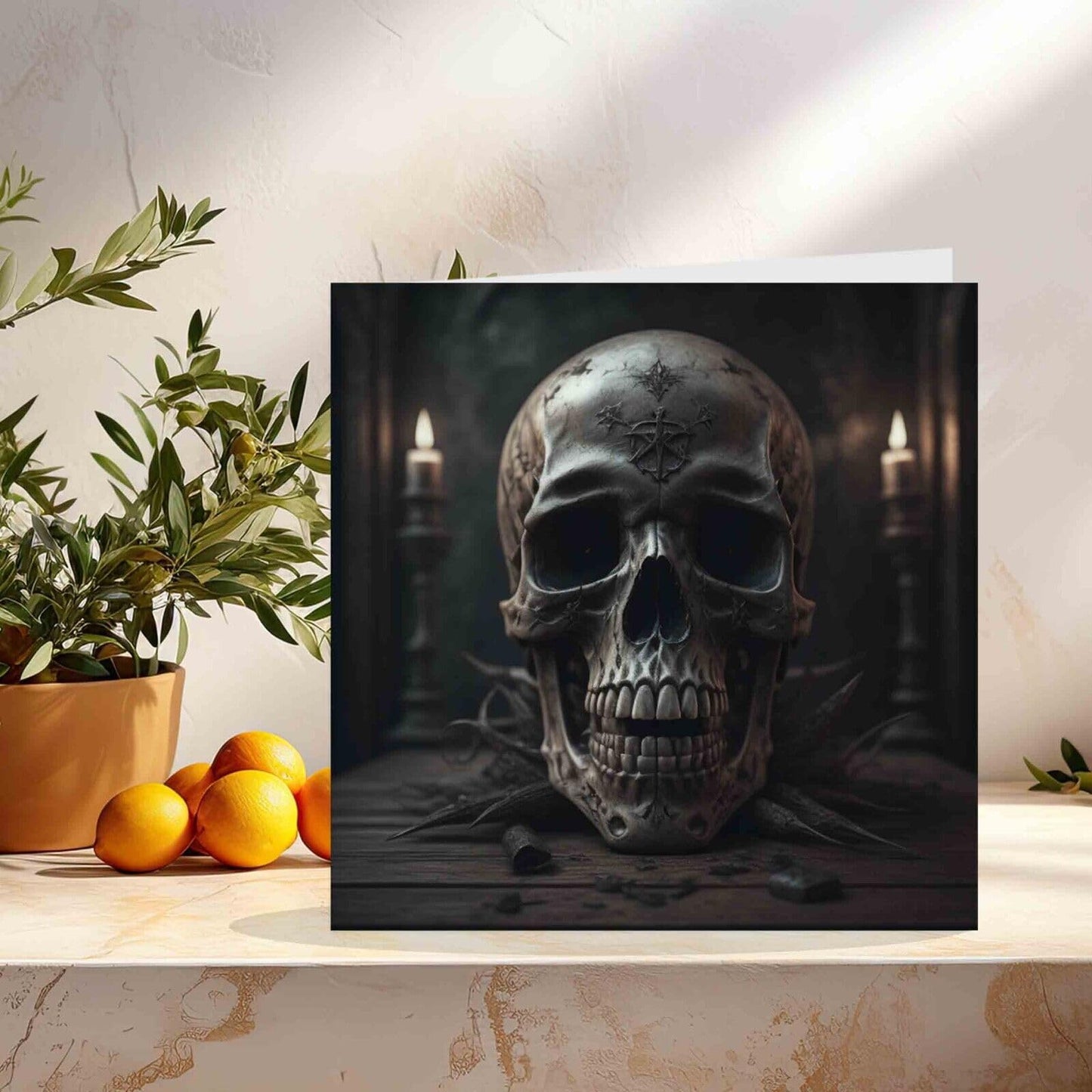 Skull Greeting Card - Gothic Skull Skeleton Card 145mm x 145mm