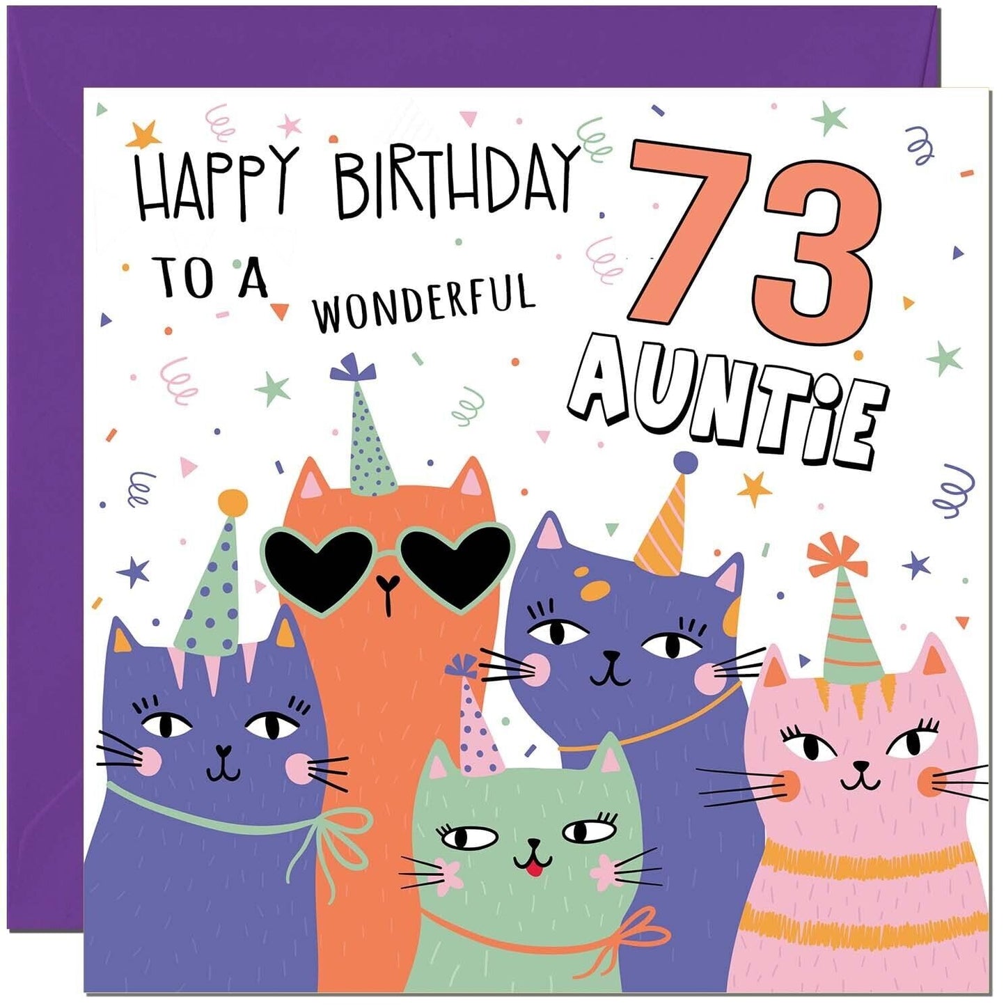 Auntie Birthday Card - Childrens Cute Cat Aunt