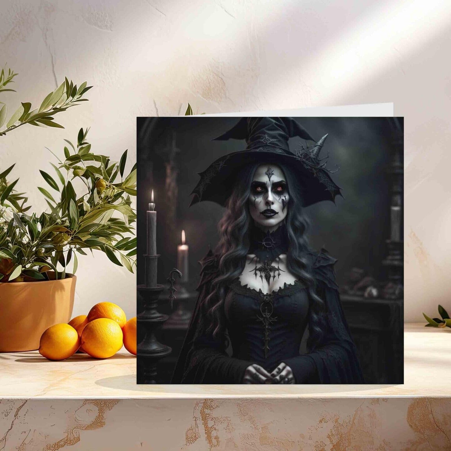 Gothic Witch Greeting Card - Dark Goth Evil Witch Birthday Card 145mm x 145mm